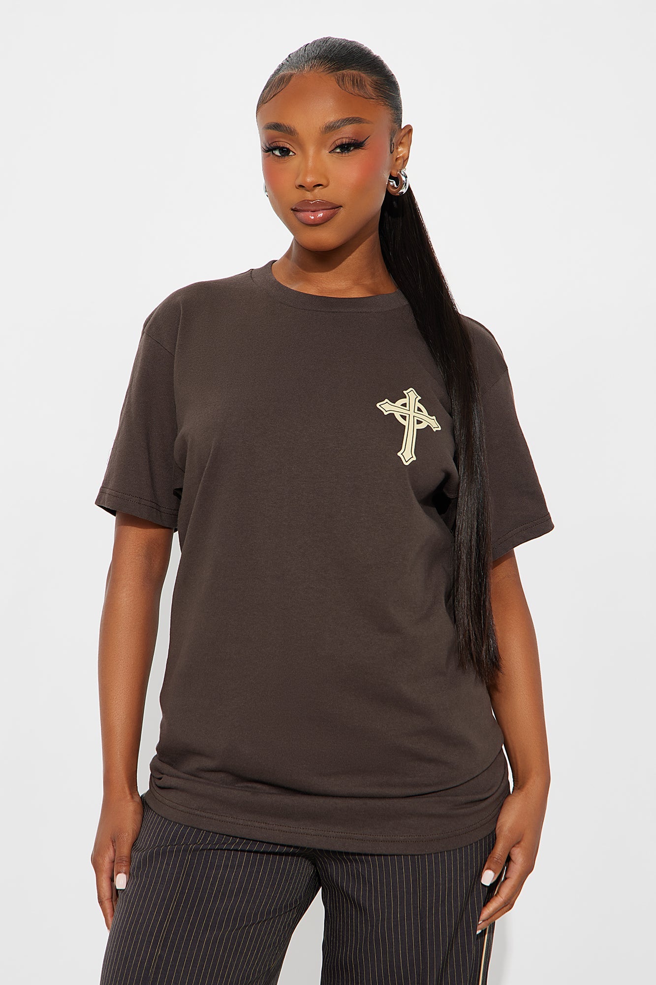 Our Father Cross Vintage Wash Tee - Brown