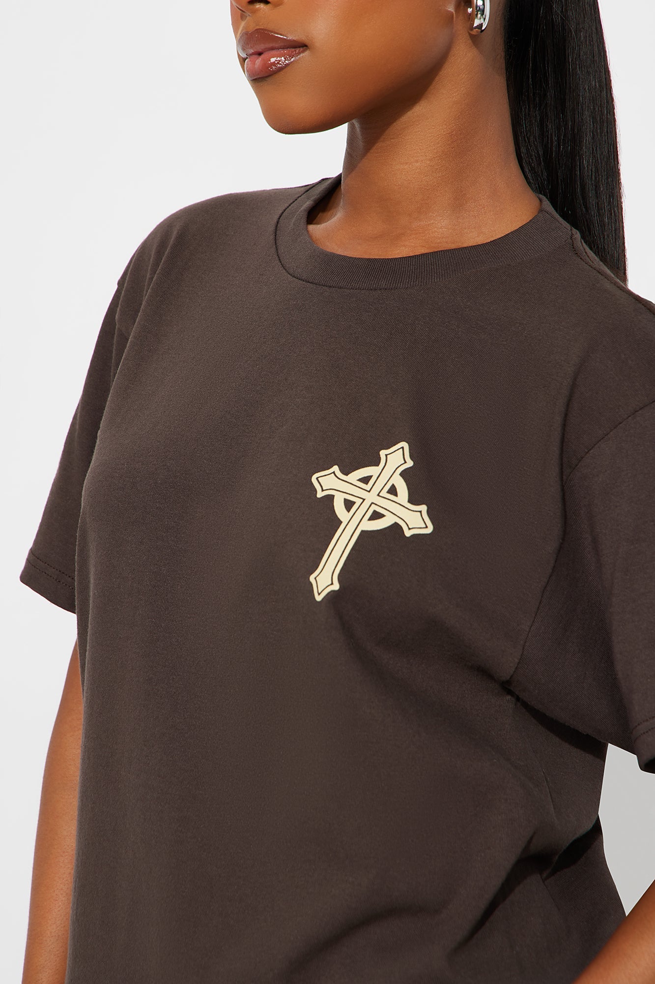 Our Father Cross Vintage Wash Tee - Brown