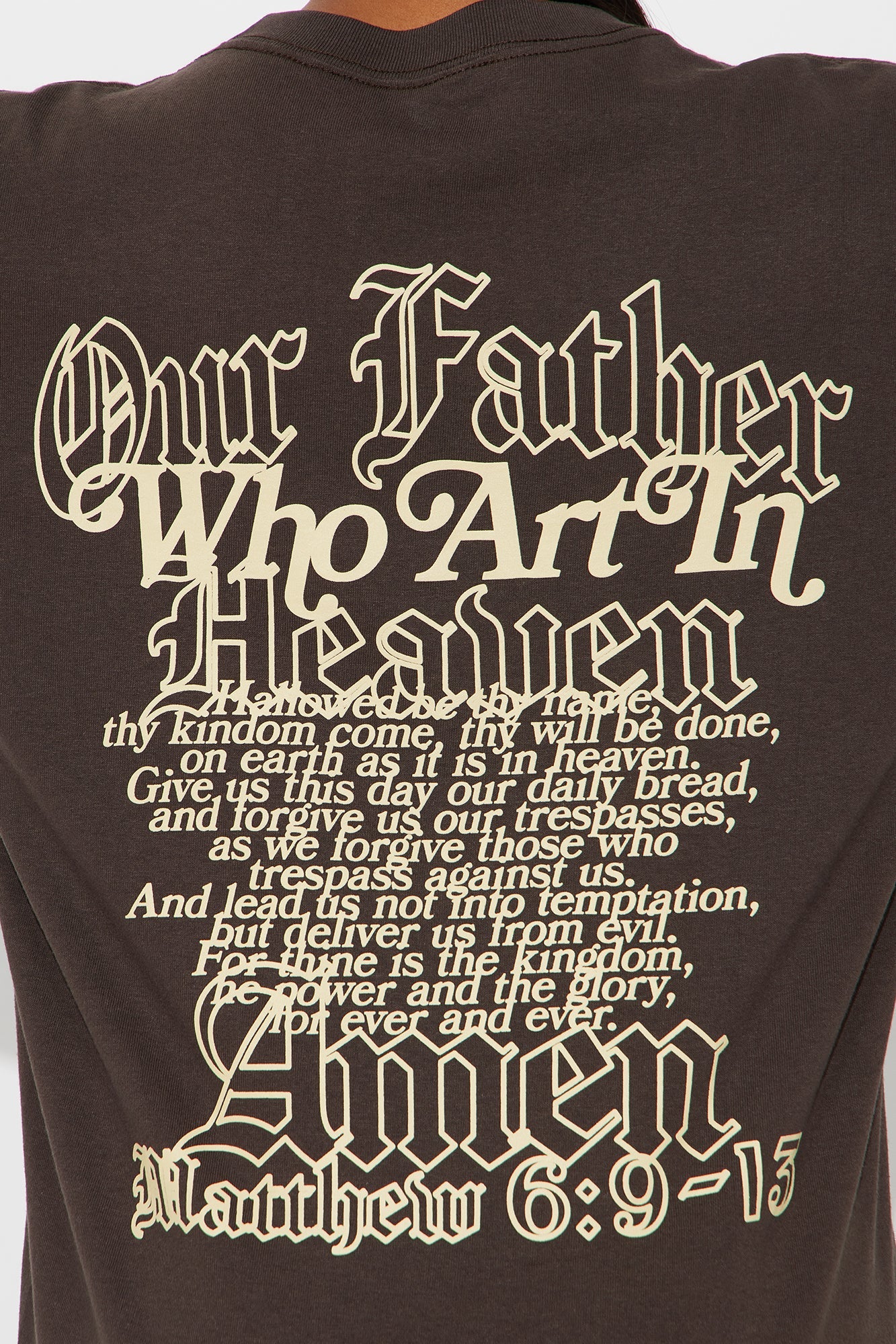 Our Father Cross Vintage Wash Tee - Brown