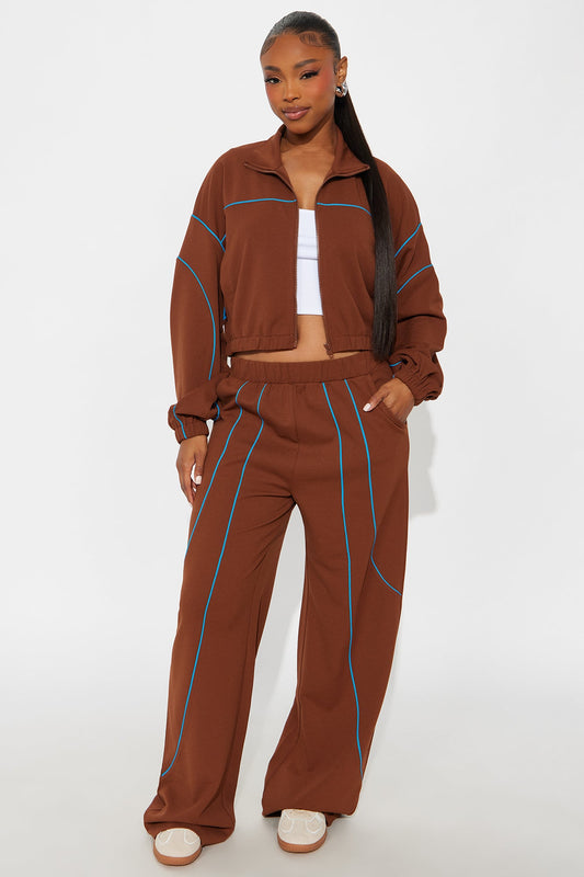 Velocity Vibe Jacket Pant Set - Brown