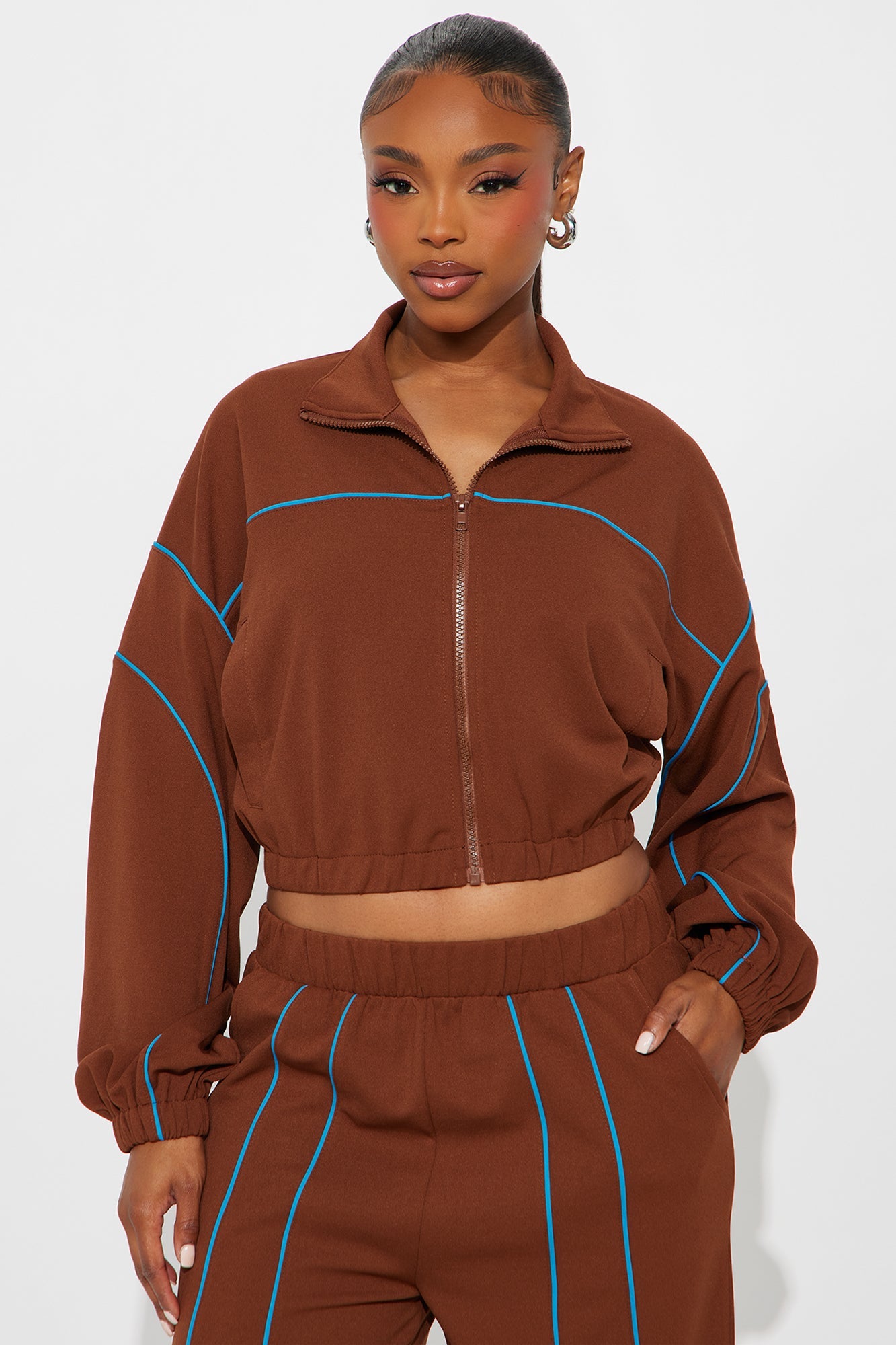 Velocity Vibe Jacket Pant Set - Brown