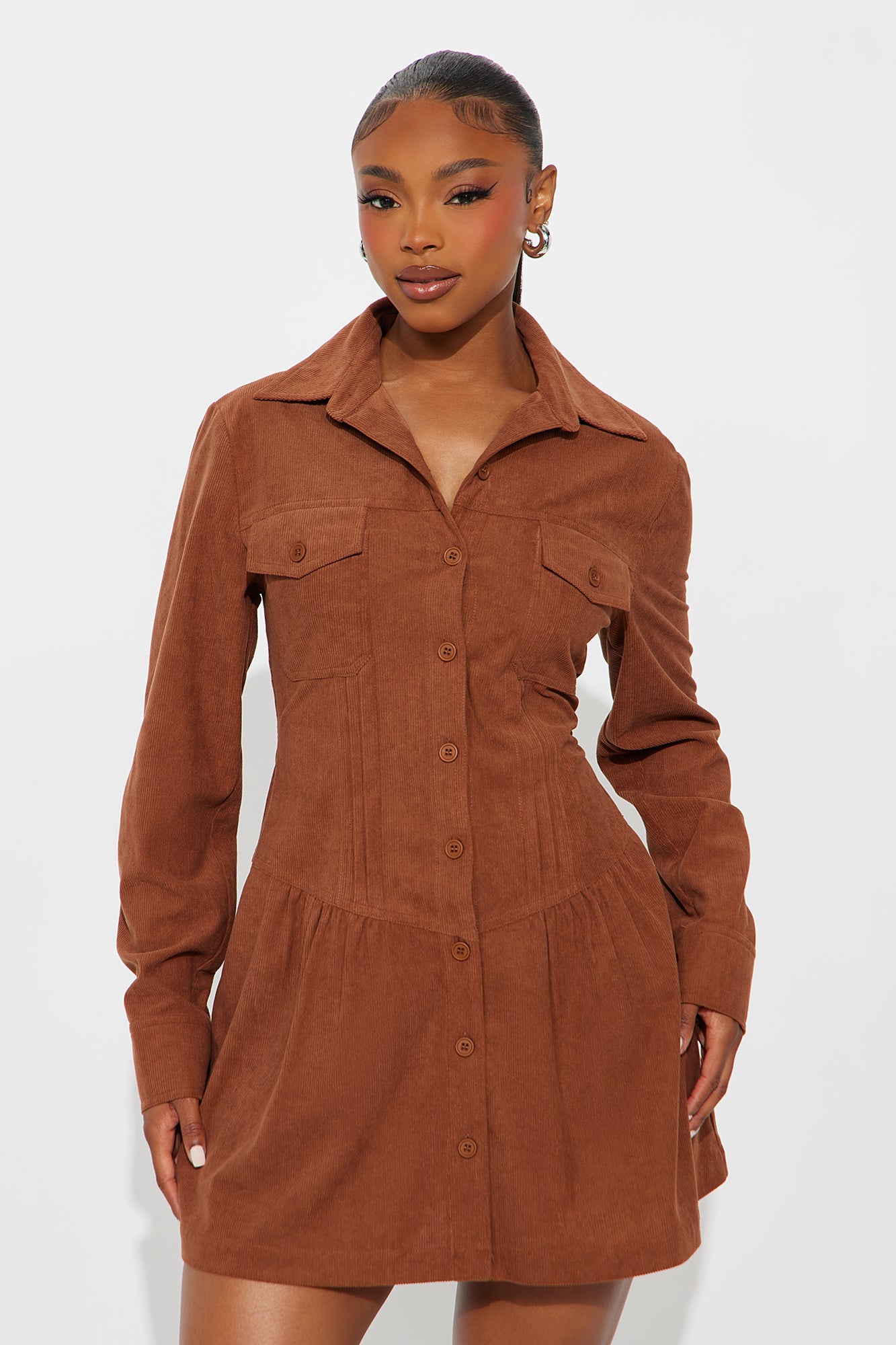 Andrea Corduroy Mini Dress - Rust