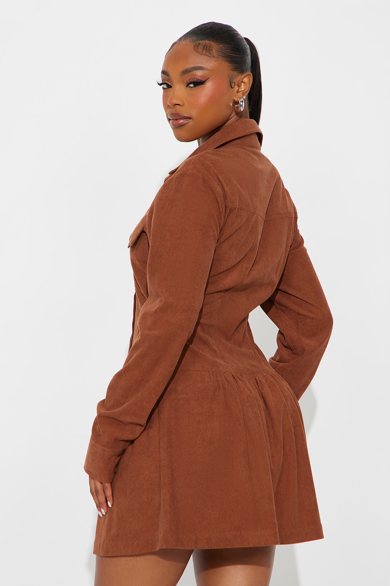 Andrea Corduroy Mini Dress - Rust