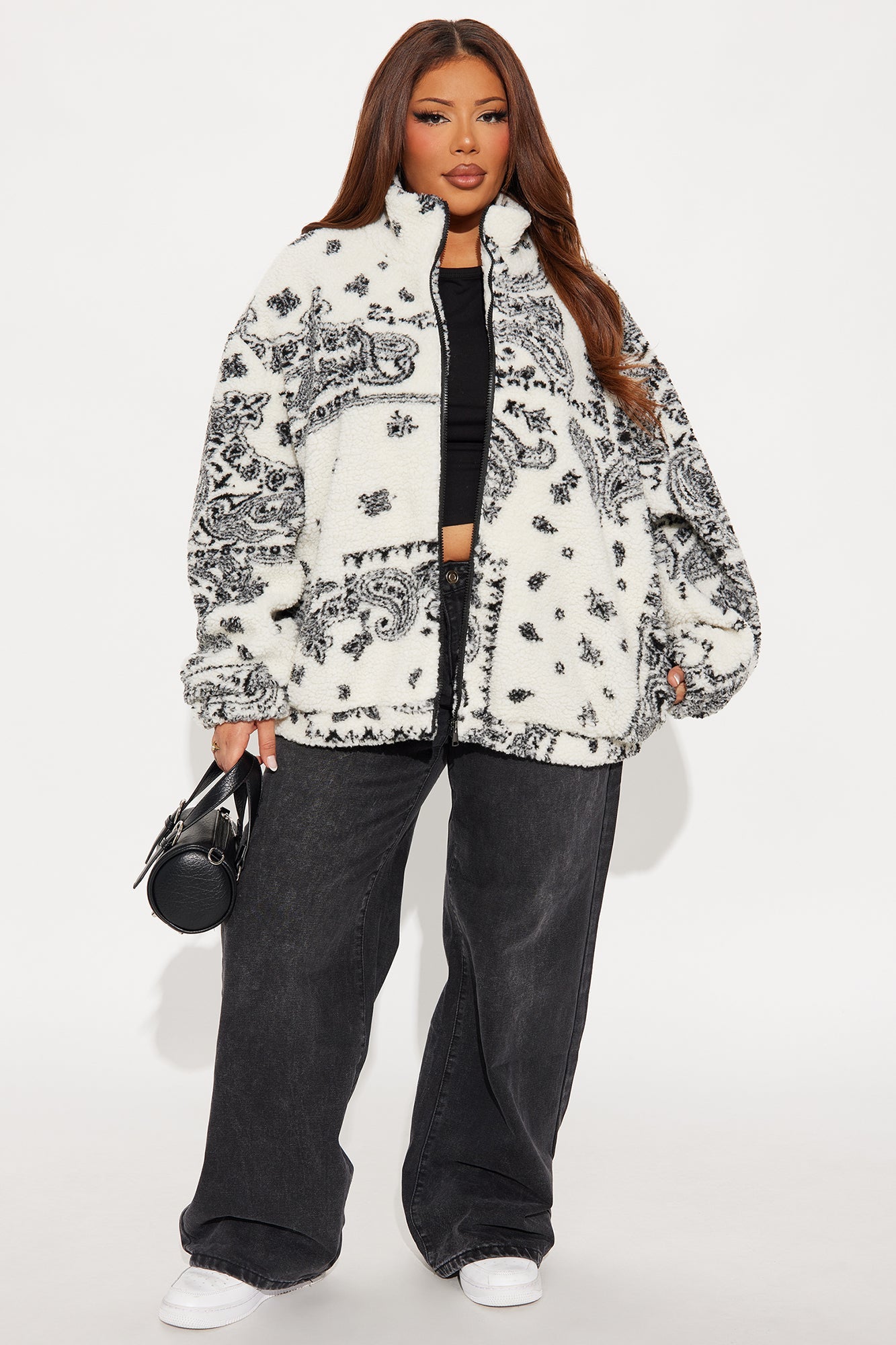 Cozier I Get Paisley Sherpa Jacket - Cream/combo