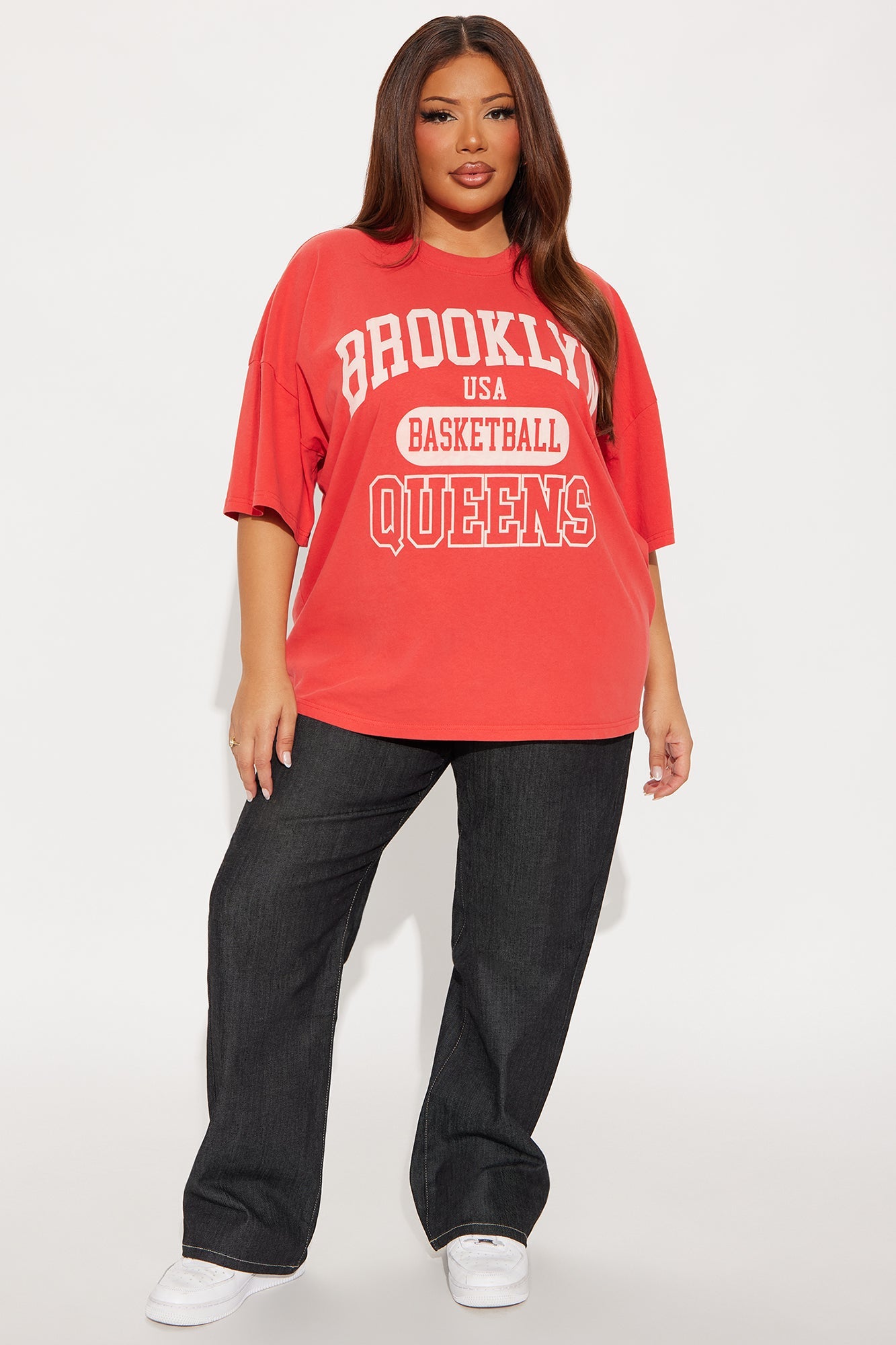 Brooklyn Basketball Queens Oversize TShirt - Red