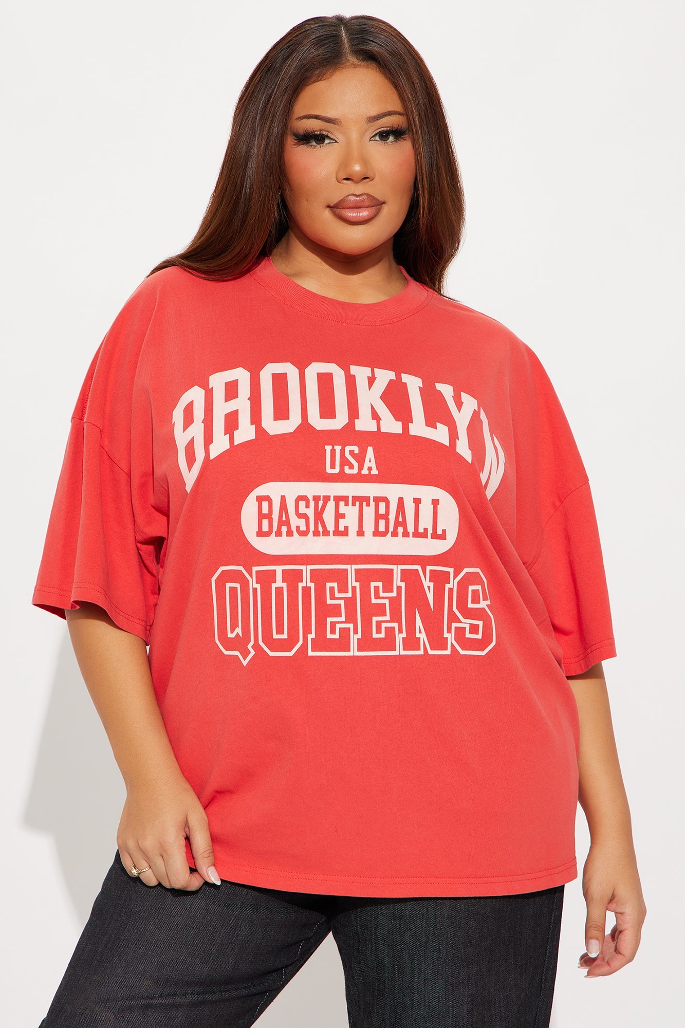 Brooklyn Basketball Queens Oversize TShirt - Red