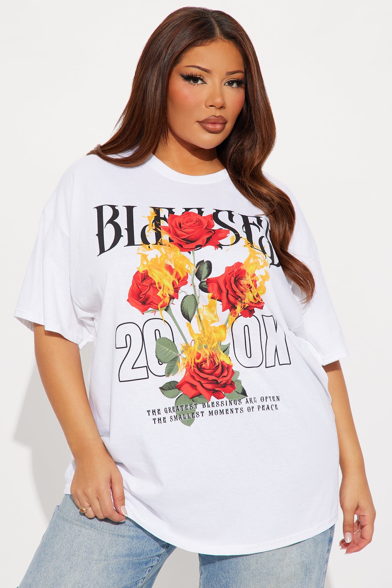 Blessed Rose Oversize Tshirt - White