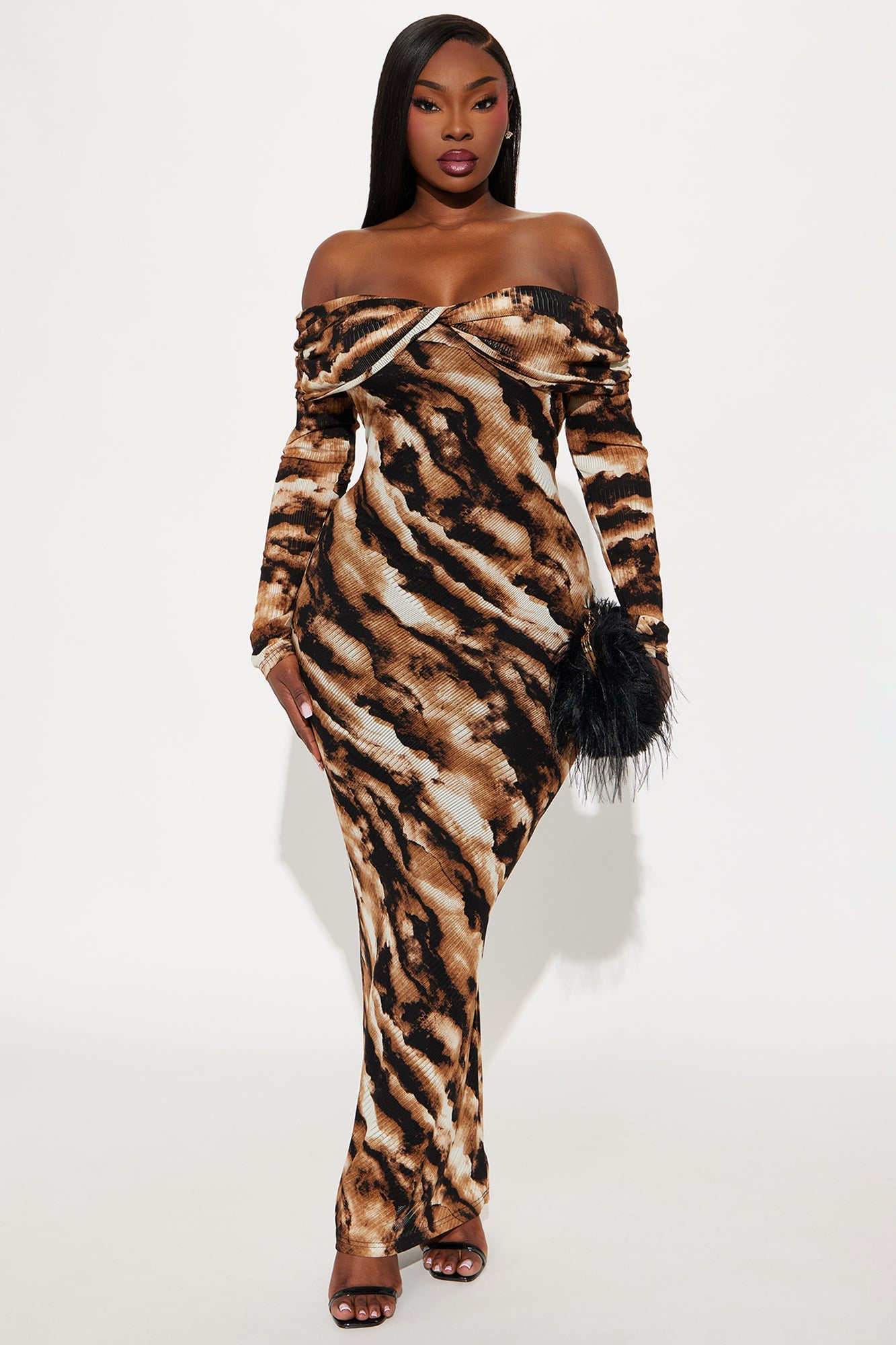 Best View Backless Maxi Dress - Brown/combo