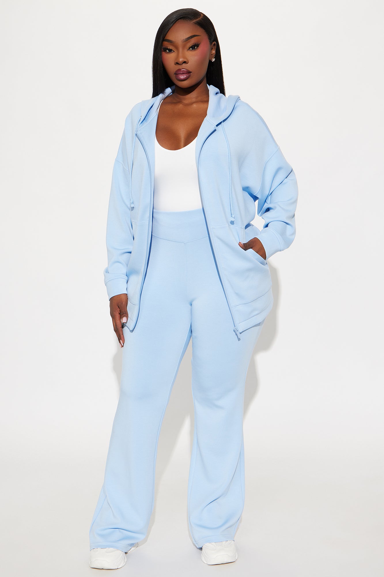 Sarah Ultra Soft Zip Up Hoodie - Light Blue