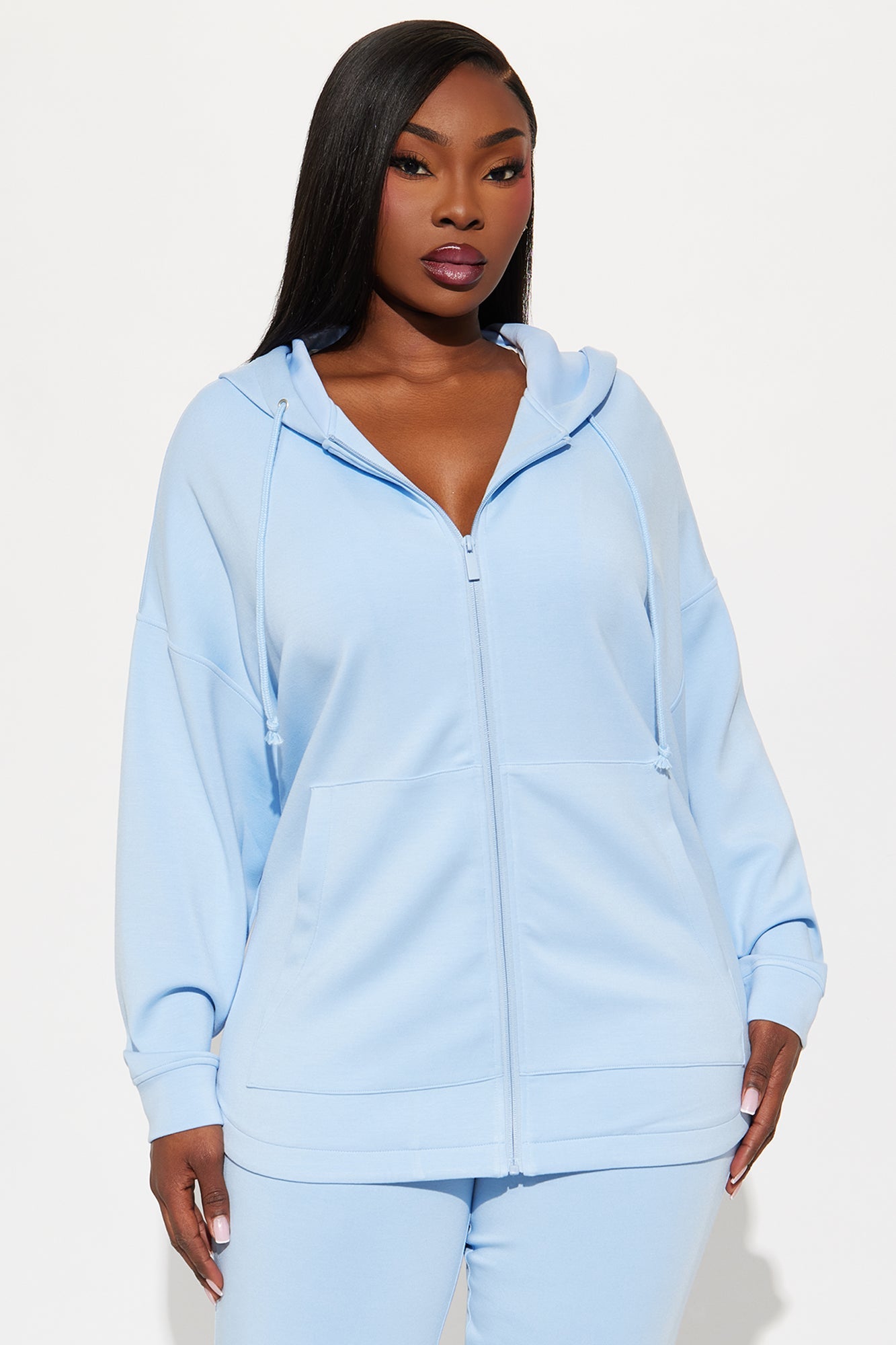 Sarah Ultra Soft Zip Up Hoodie - Light Blue
