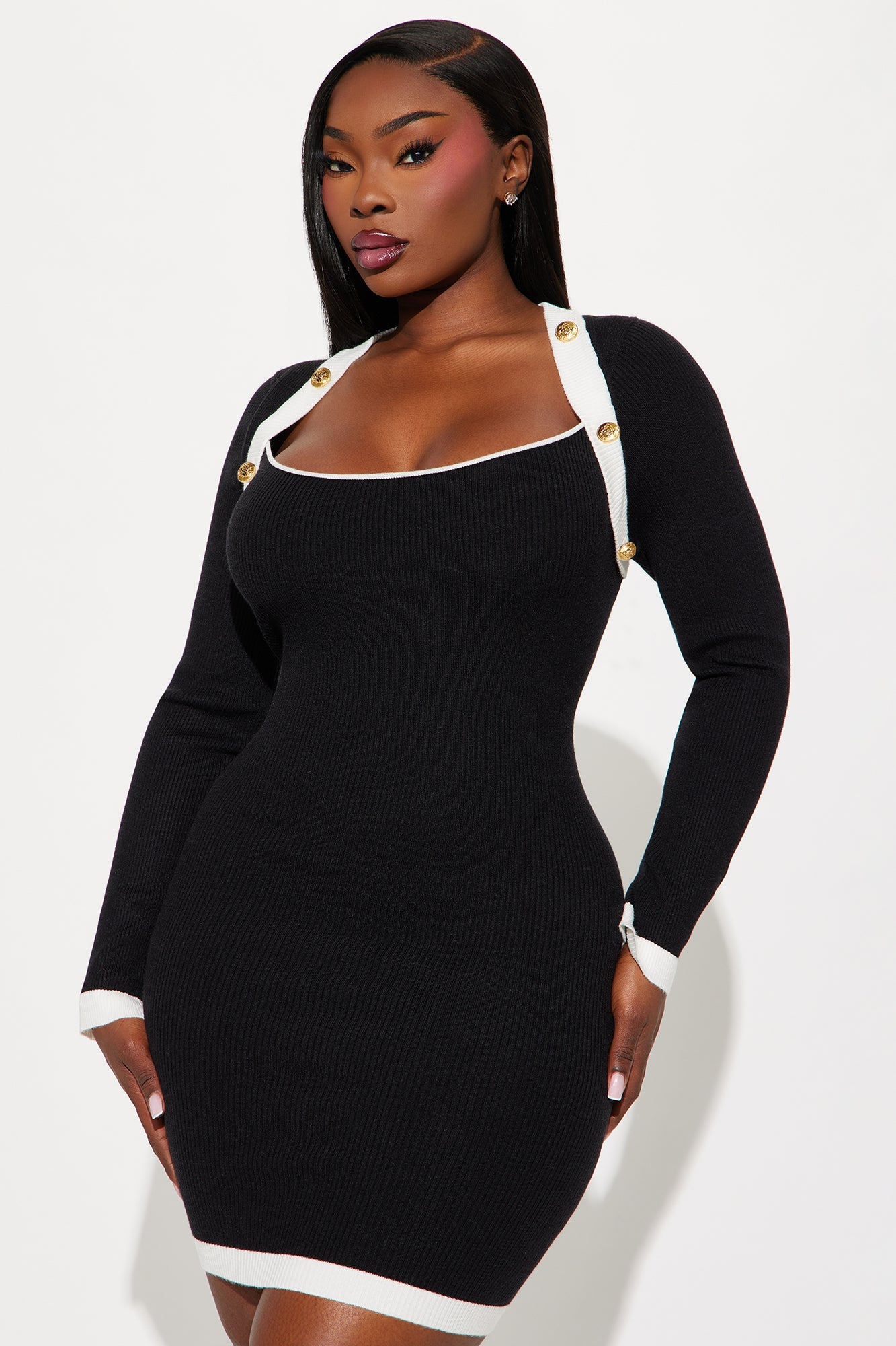 Catching Up Mini Dress - Black/White