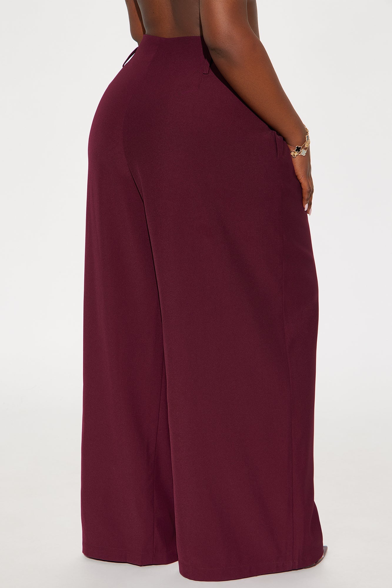 End Of Time Wide Leg Belted Trousers 33″ - Wine