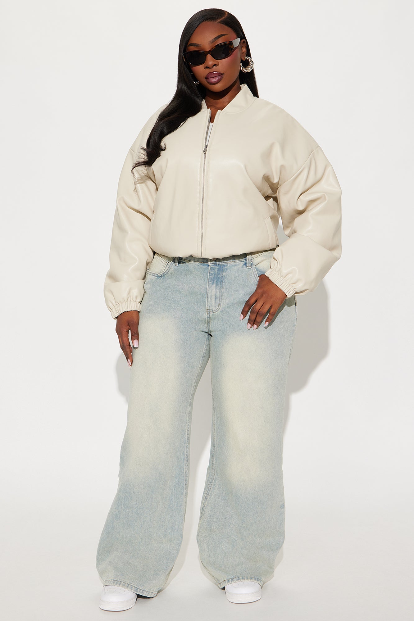 Comfort Zone Faux Leather Puffer Jacket - Stone