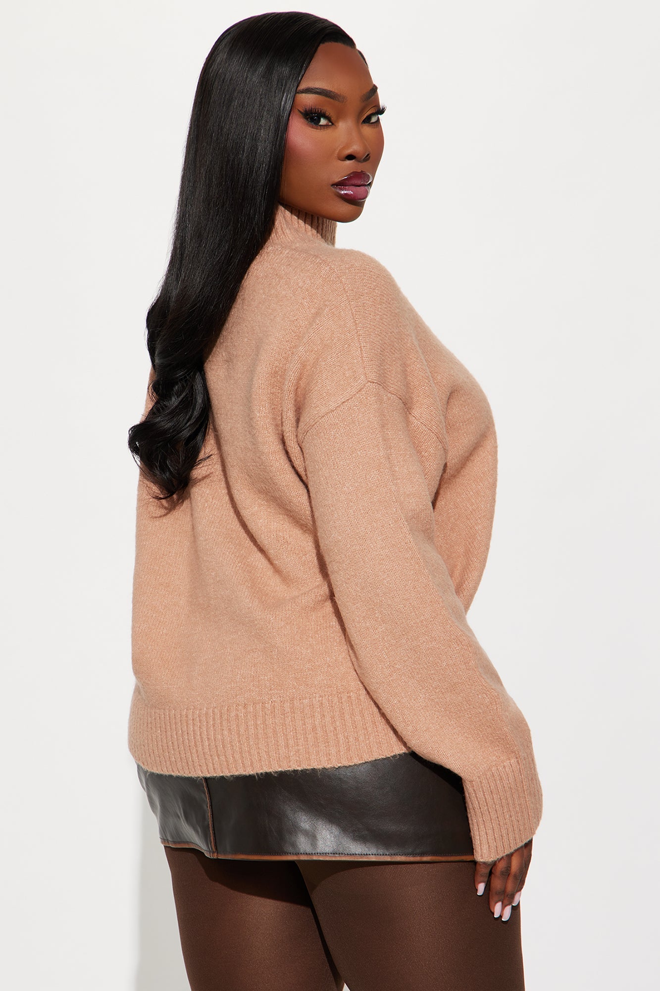 Jesse Mock Neck Sweater - Taupe