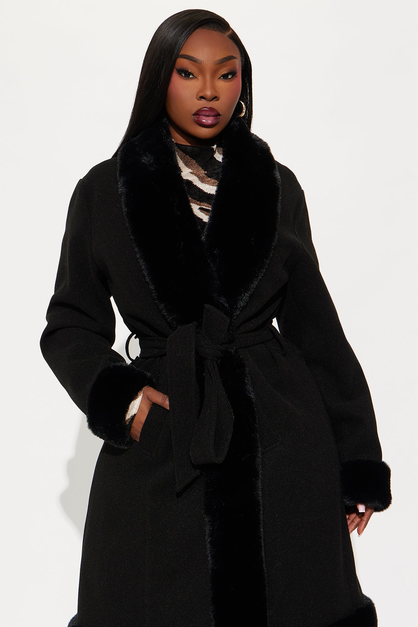Amber Trench Coat - Black/combo