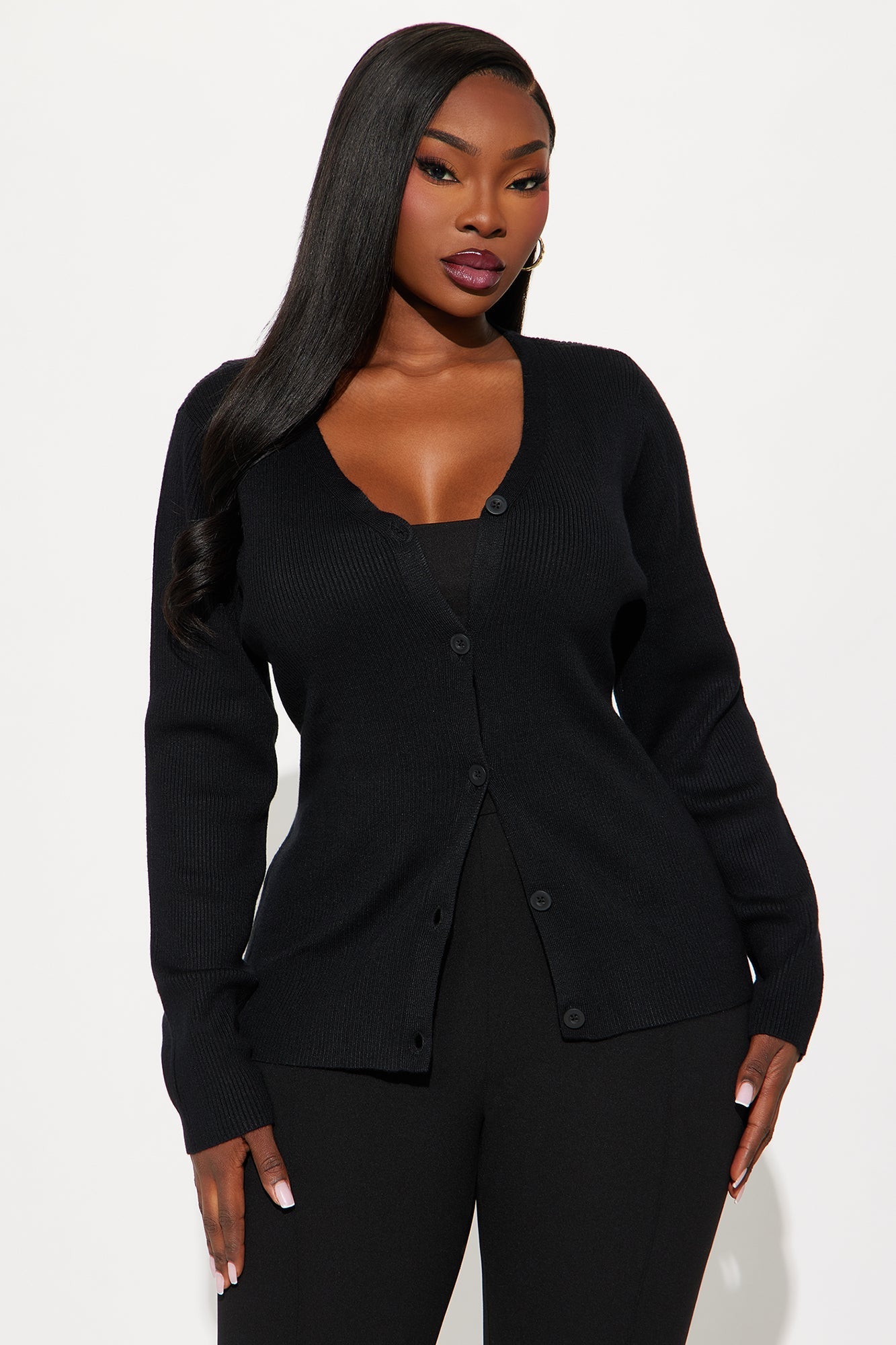 Comfort First Ribbed Cardigan - Black