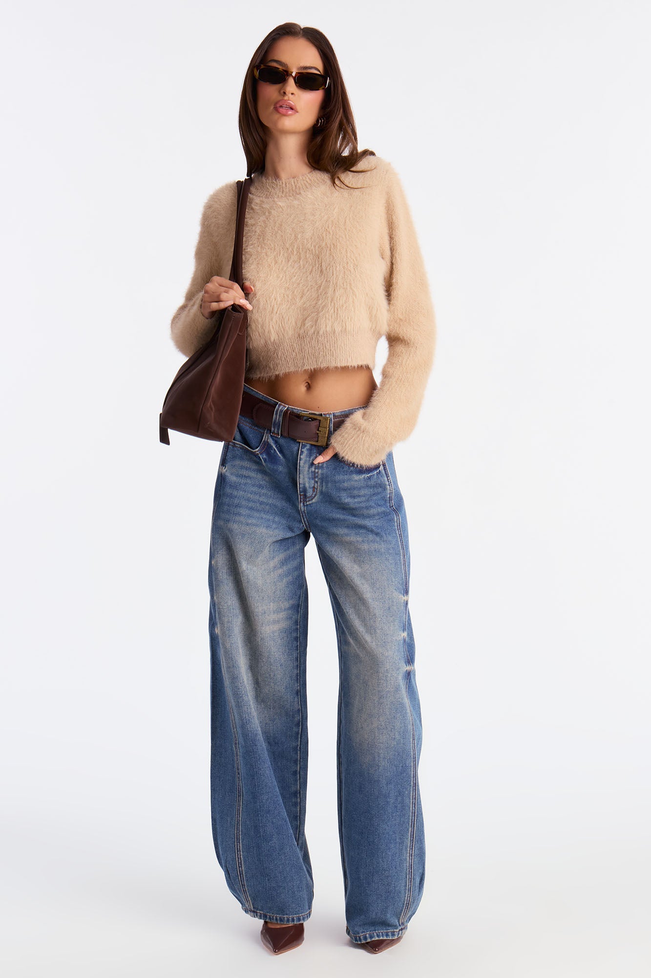 Fur Baby Fuzzy Sweater Top - Taupe