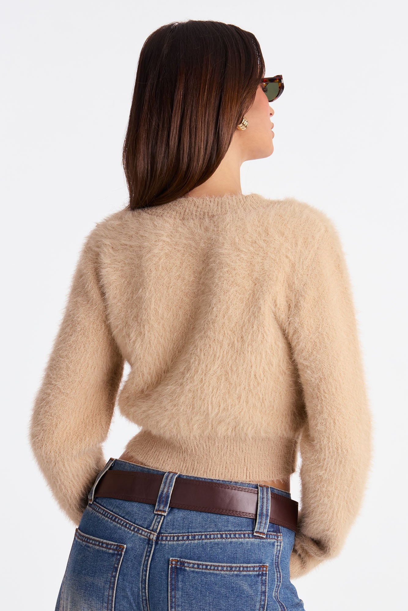 Fur Baby Fuzzy Sweater Top - Taupe