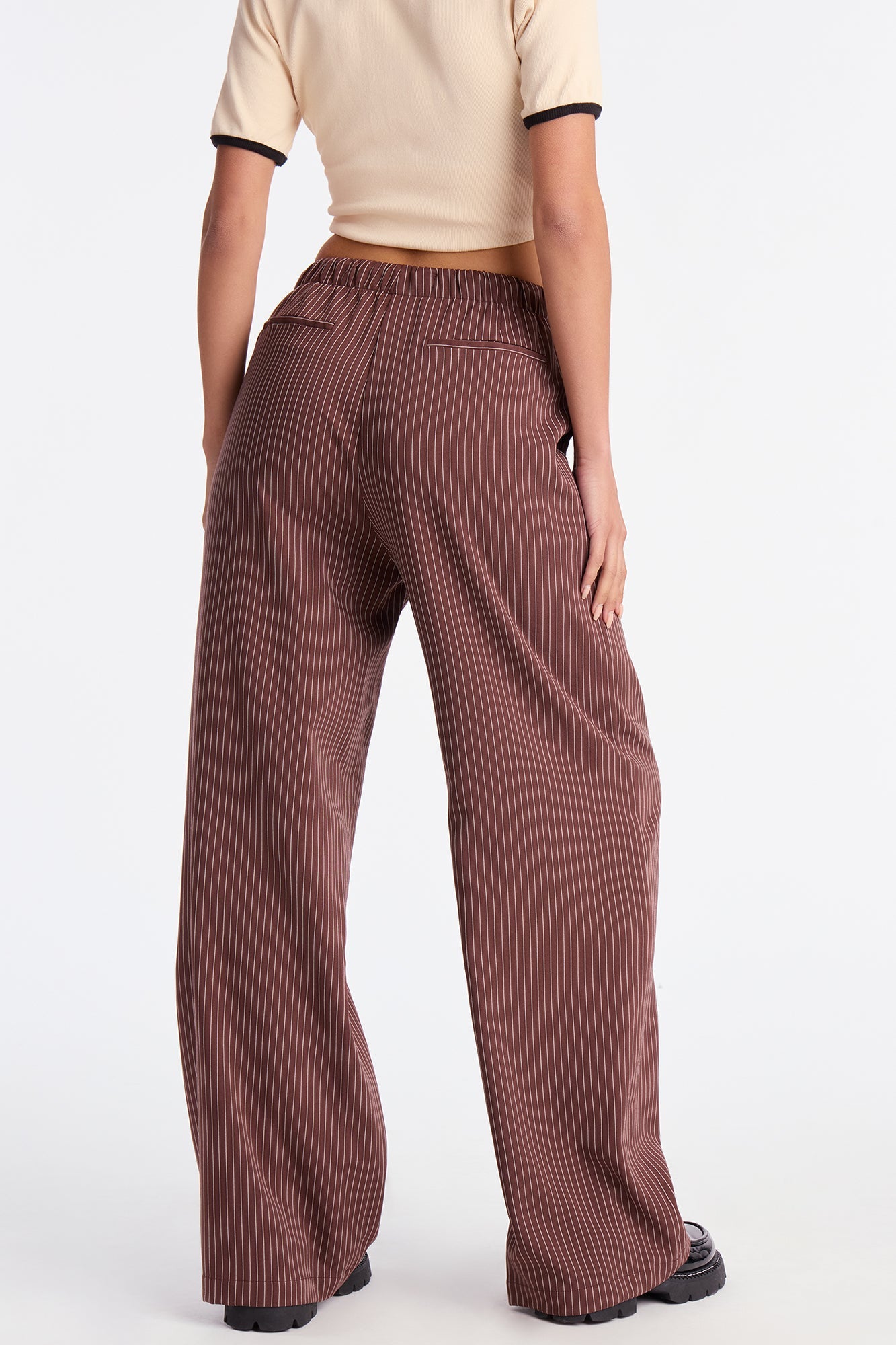 Until Next Time Pinstripe Trouser - Chocolate