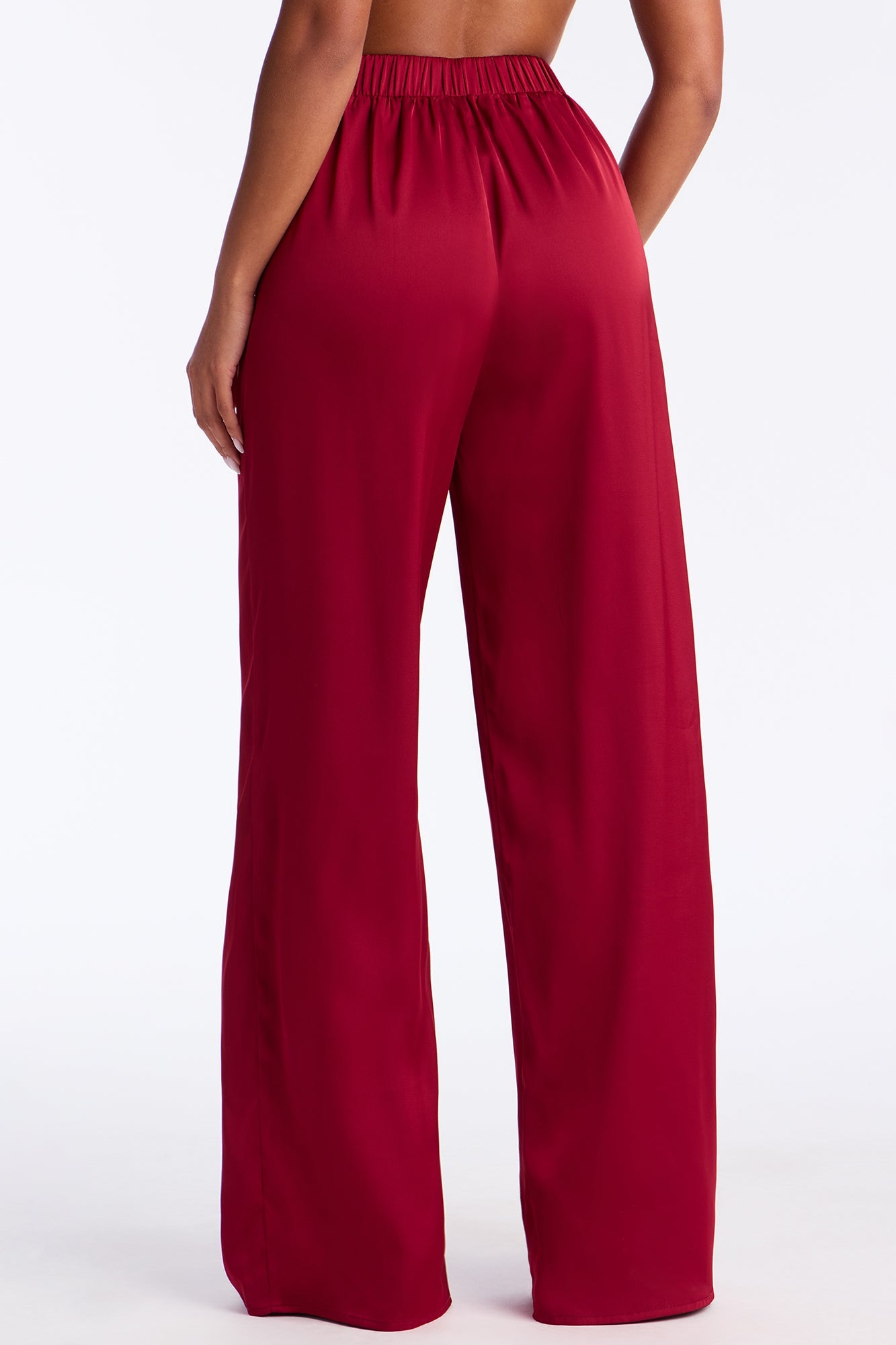 Claudia Satin Wide Leg Pant 32″ - Red