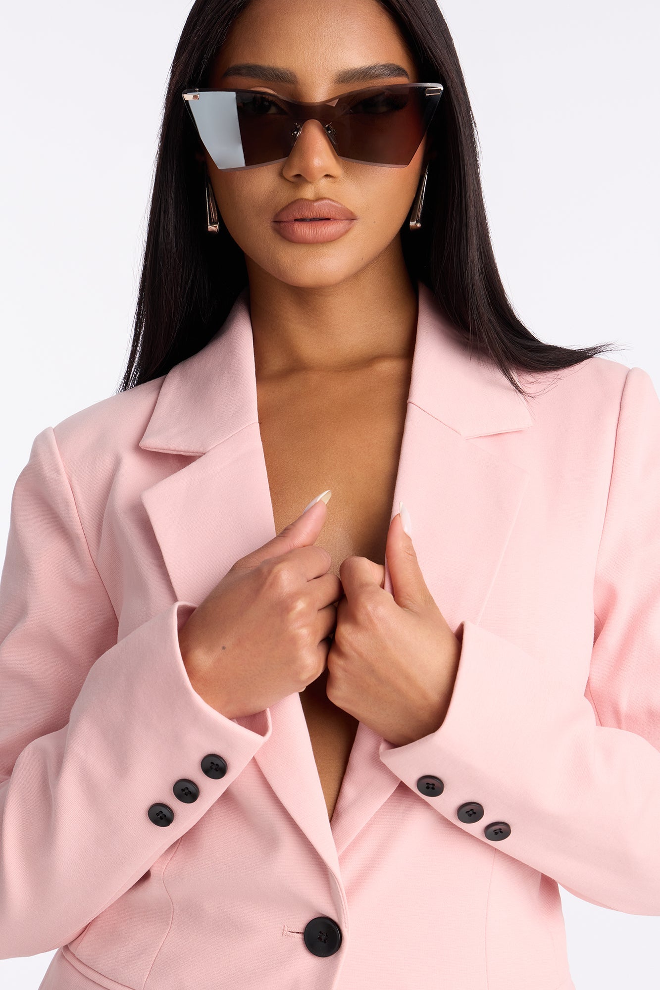 Juliana Ponte Blazer Pant Set - Pink