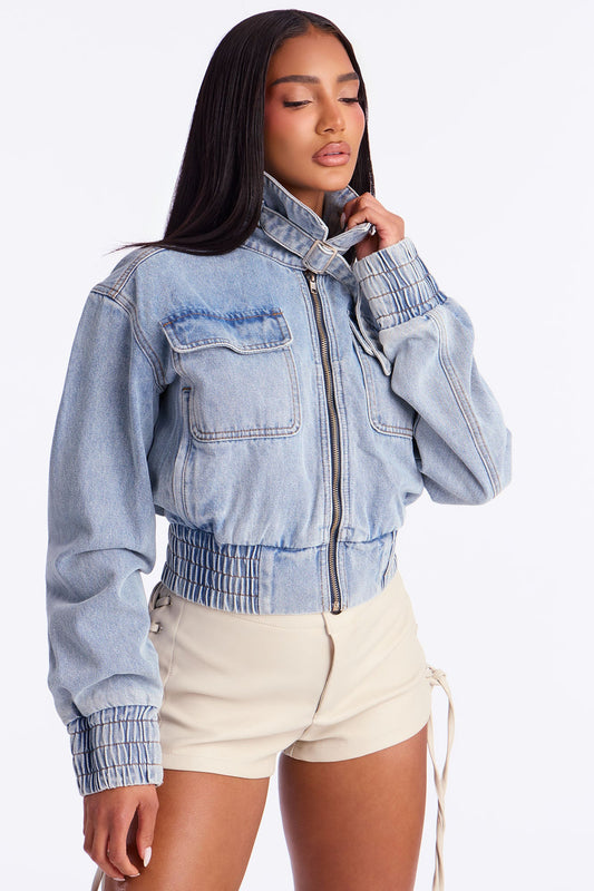Manon Denim Bomber Jacket - Light Wash