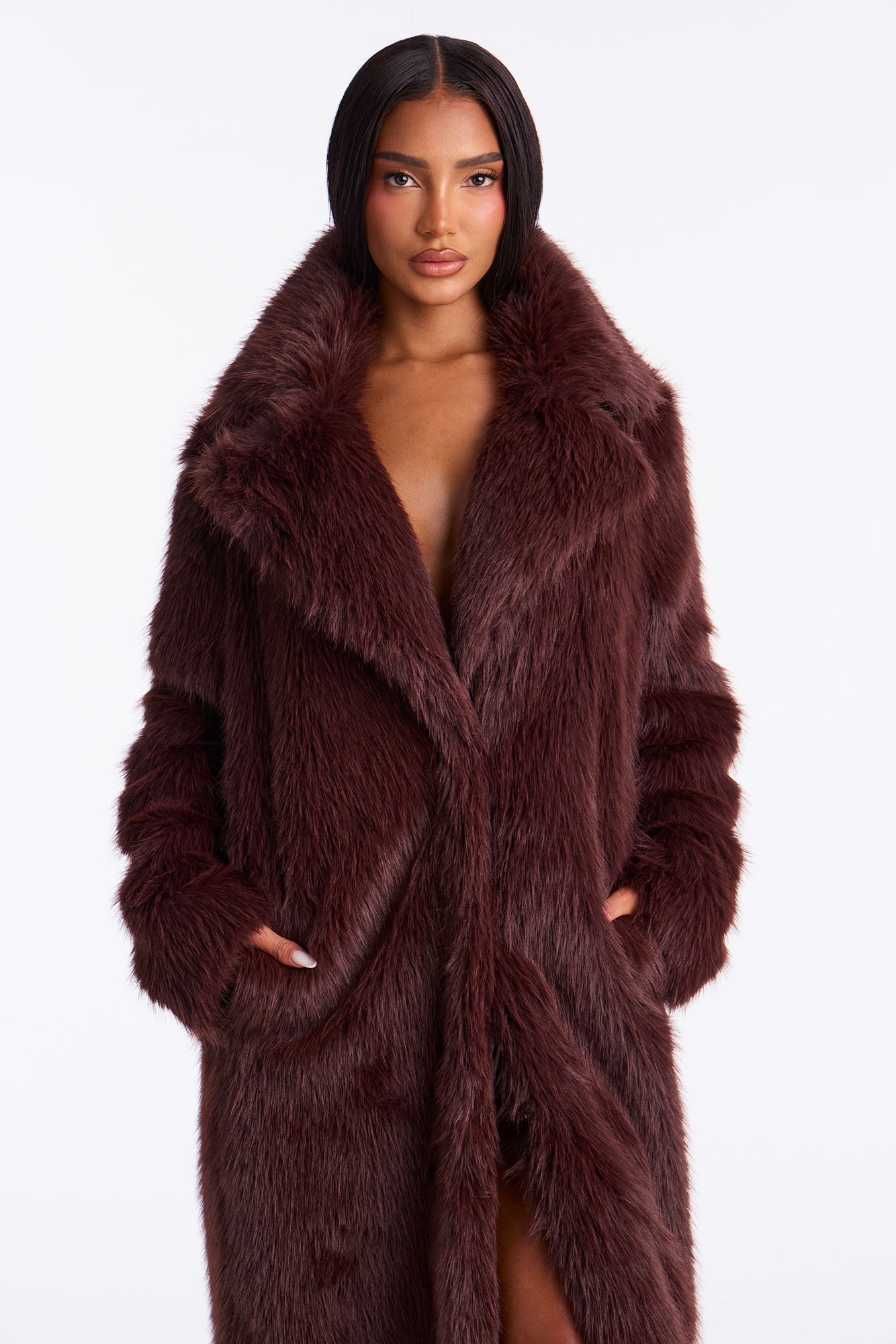 Steal The Show Faux Fur Coat - Brown