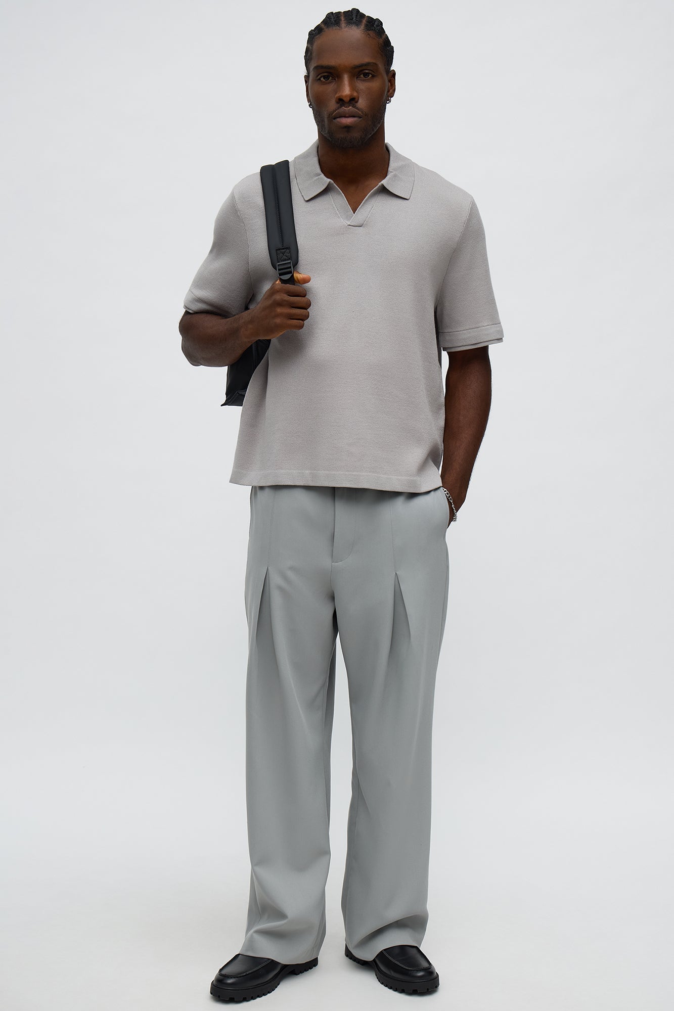 Elevated The Slate Knit Polo - Grey