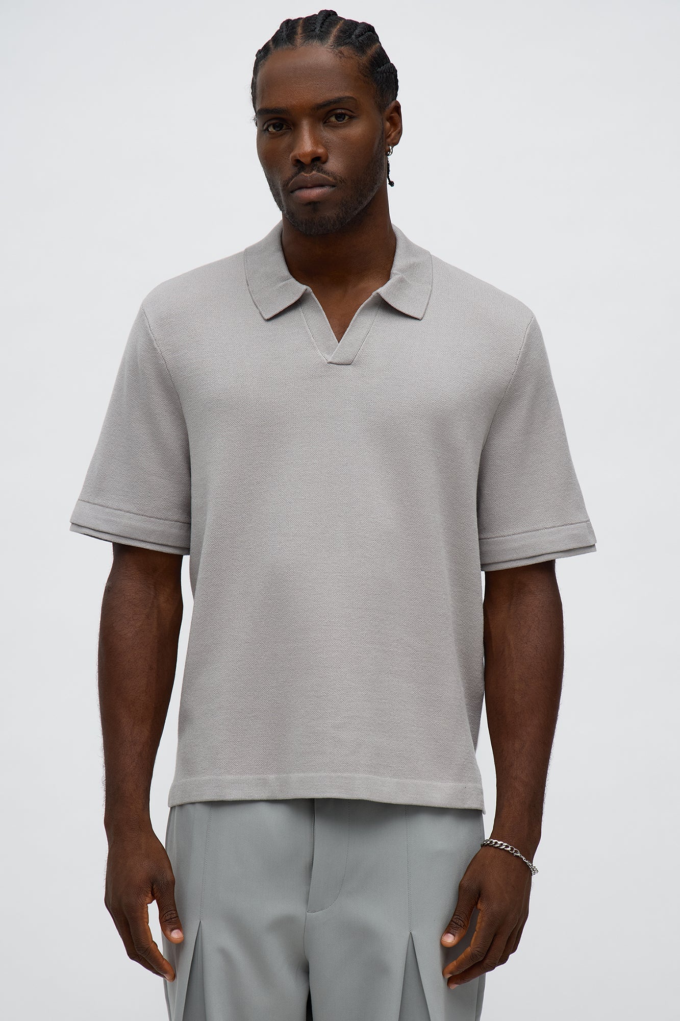 Elevated The Slate Knit Polo - Grey