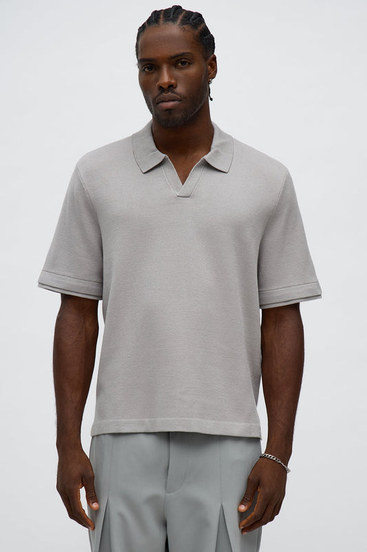 Elevated The Slate Knit Polo - Grey
