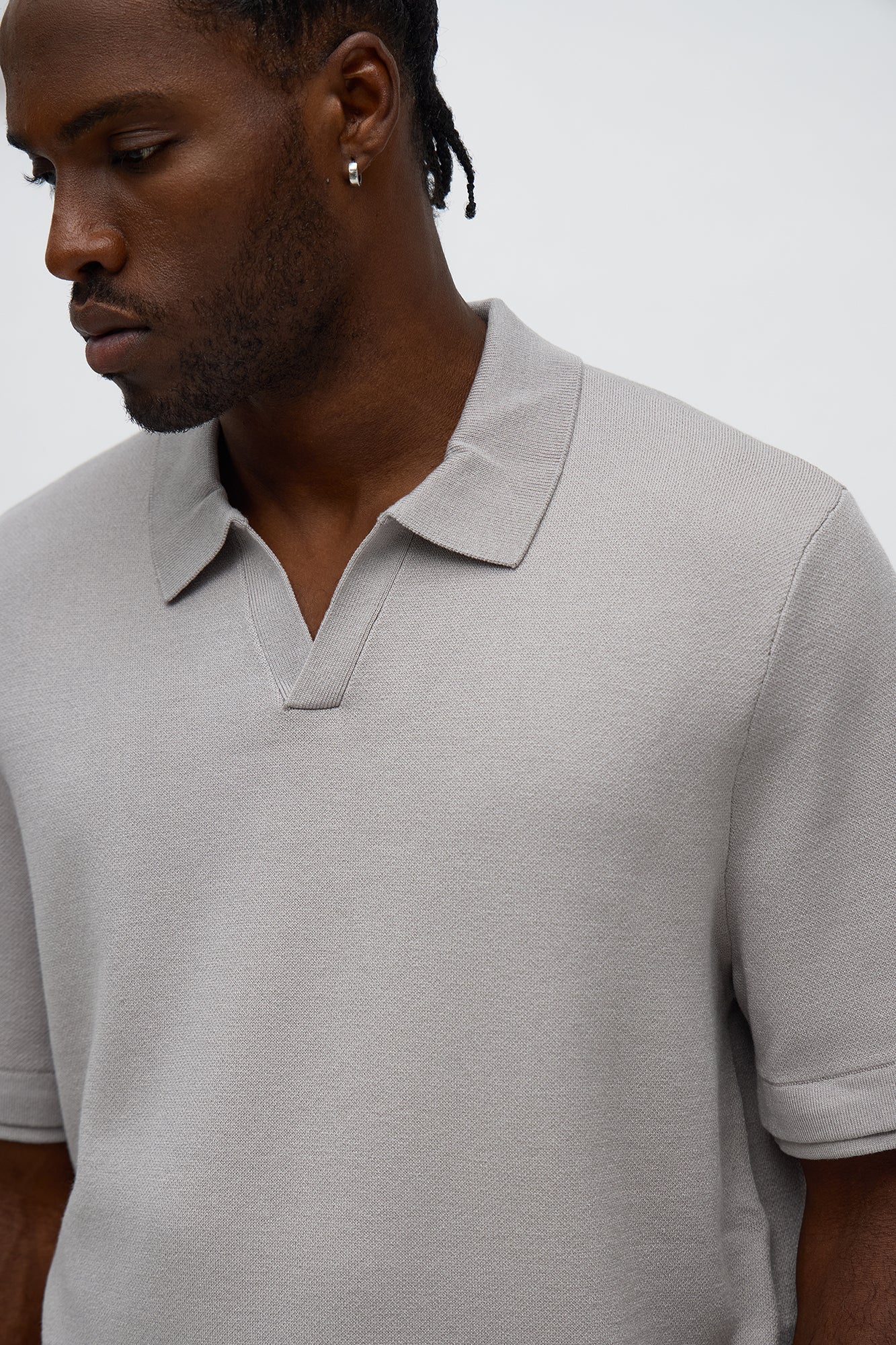 Elevated The Slate Knit Polo - Grey