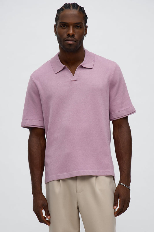Elevated The Slate Knit Polo - Mauve