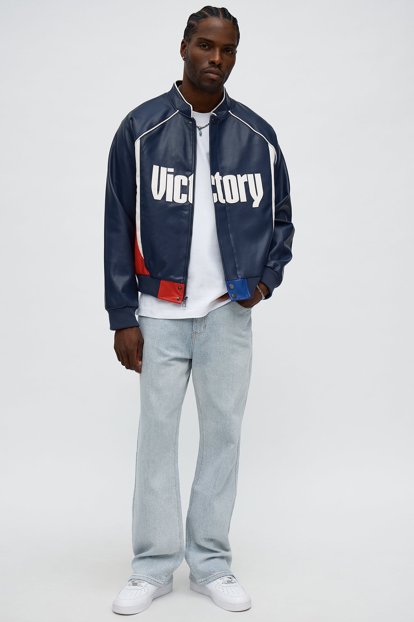 Stacked Slim Flare Slit Jacquard Jean - Light Blue Wash