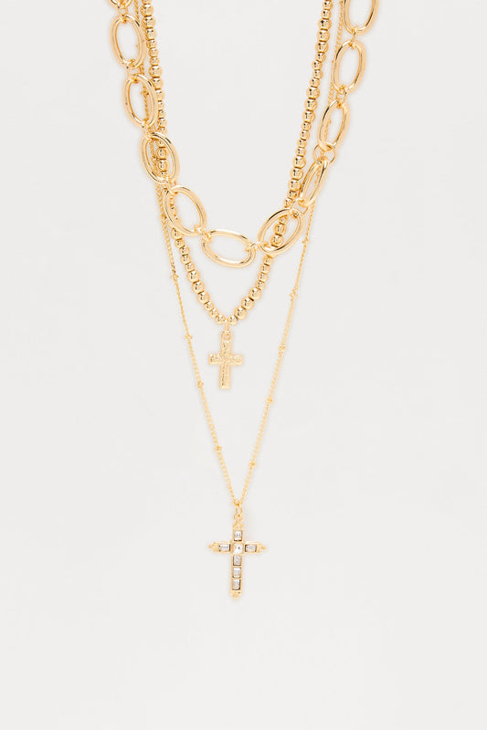In Prayer Layered Necklace - Gold