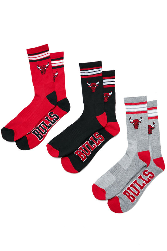 Bulls Athletic Crew Socks 3 Pack - Red/combo