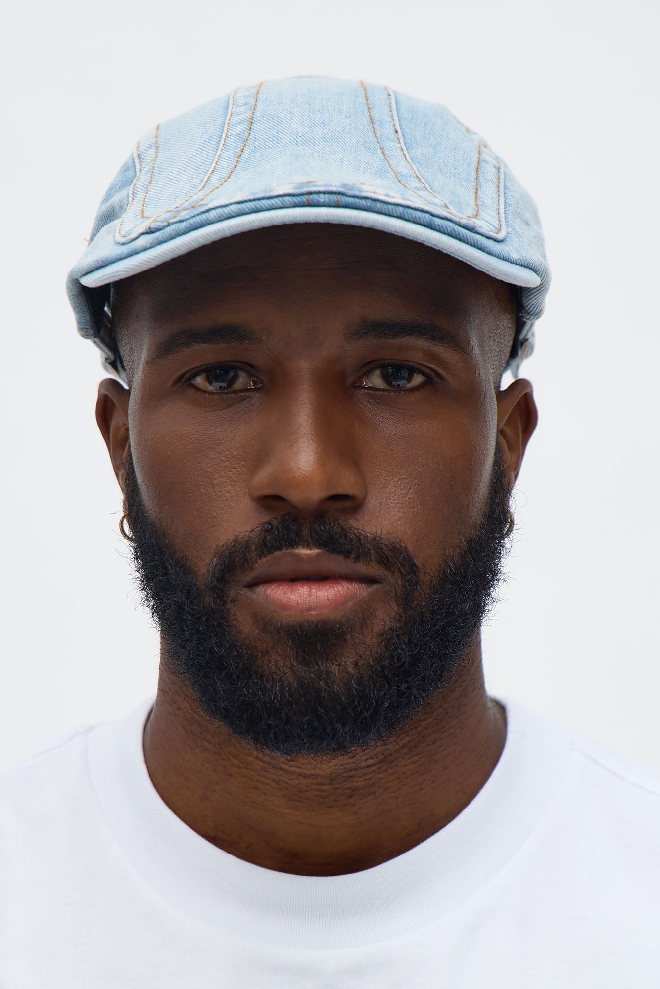 Adjustable Denim Flat Cap - Light Wash