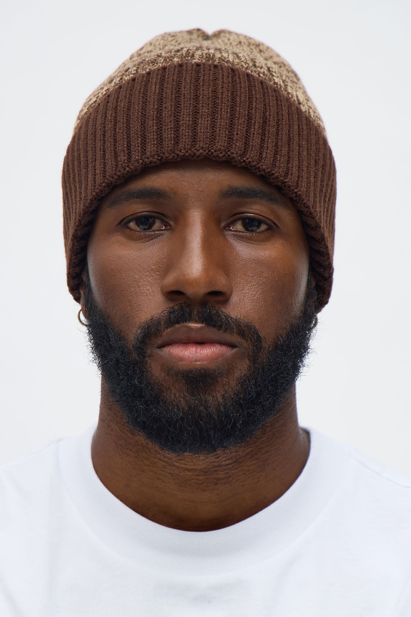 Classic Cable Knit Ribbed Cuff Beanie - Brown