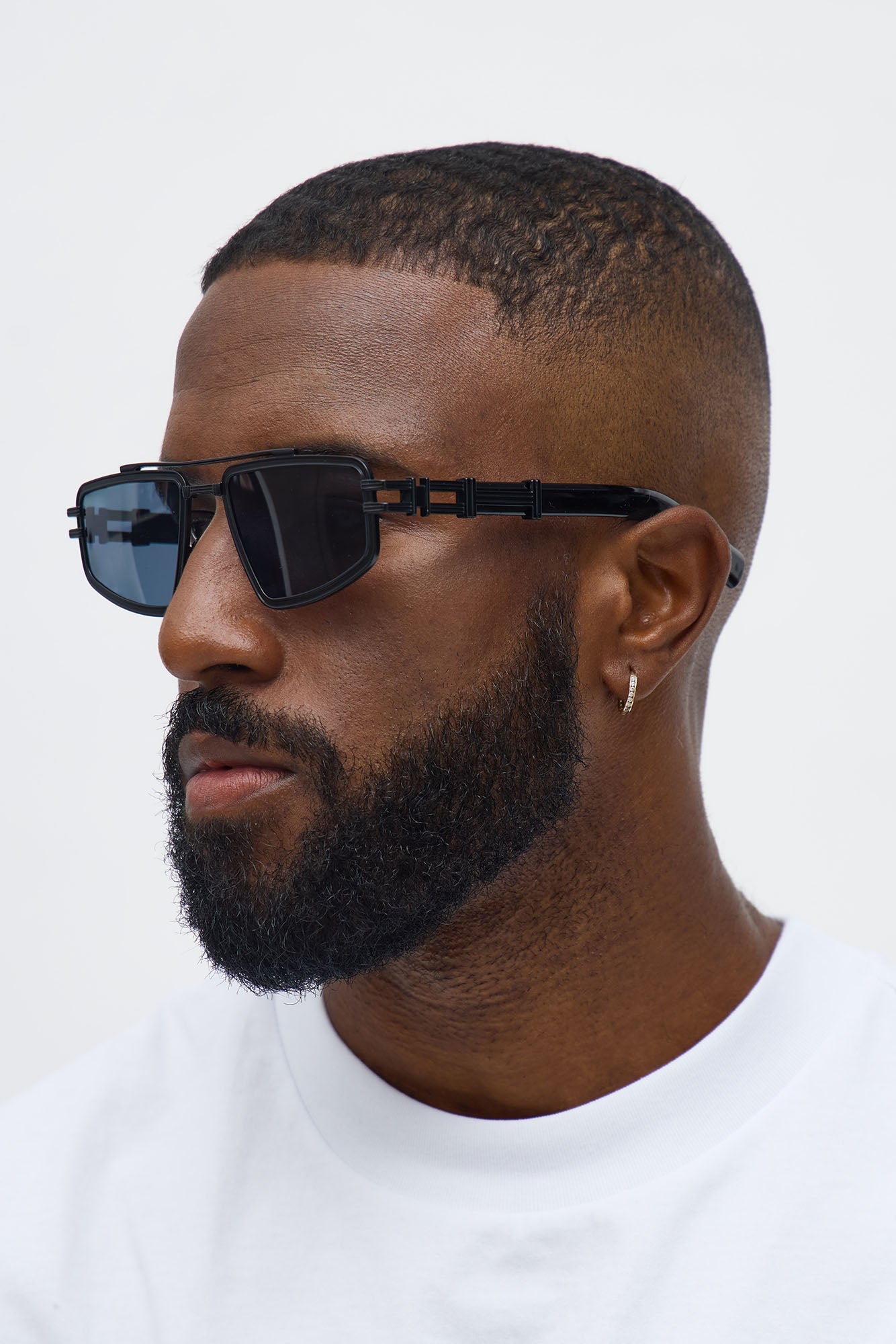 Engineered Aviator Metal Frame Sunglasses - Black