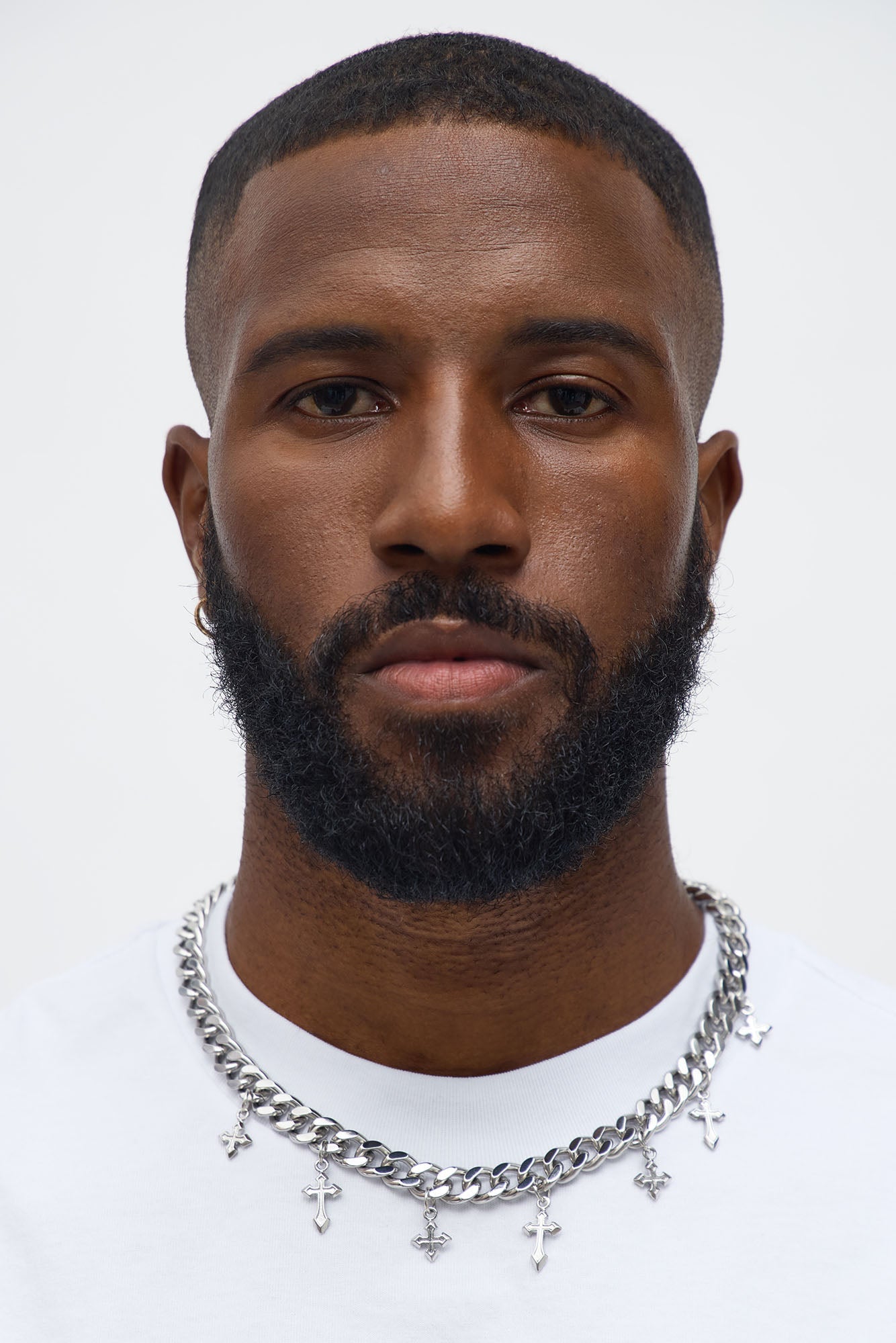 Seven Cross Charm Cuban Link Necklace - Silver