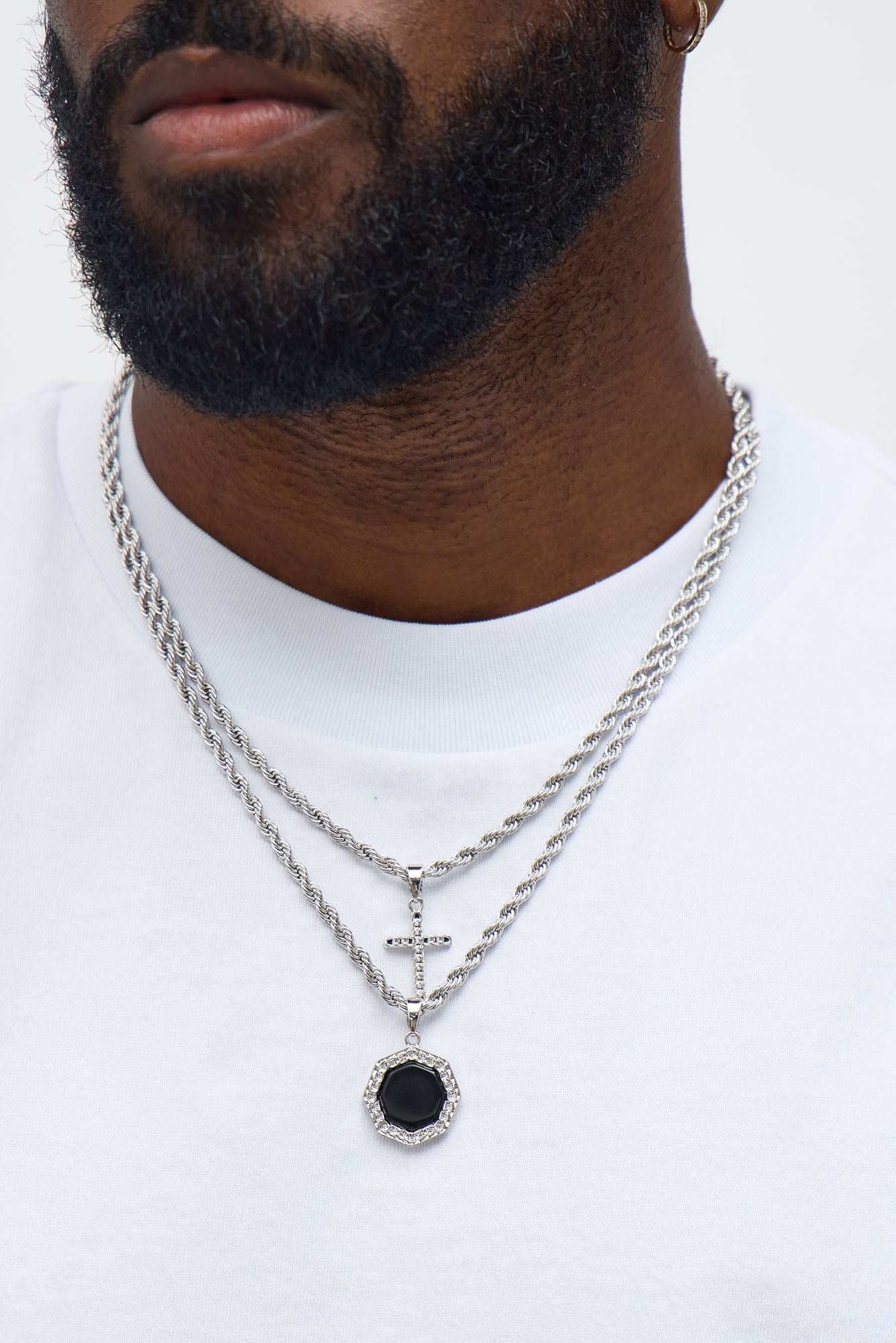 Stealth Pendant Necklace Set - Silver