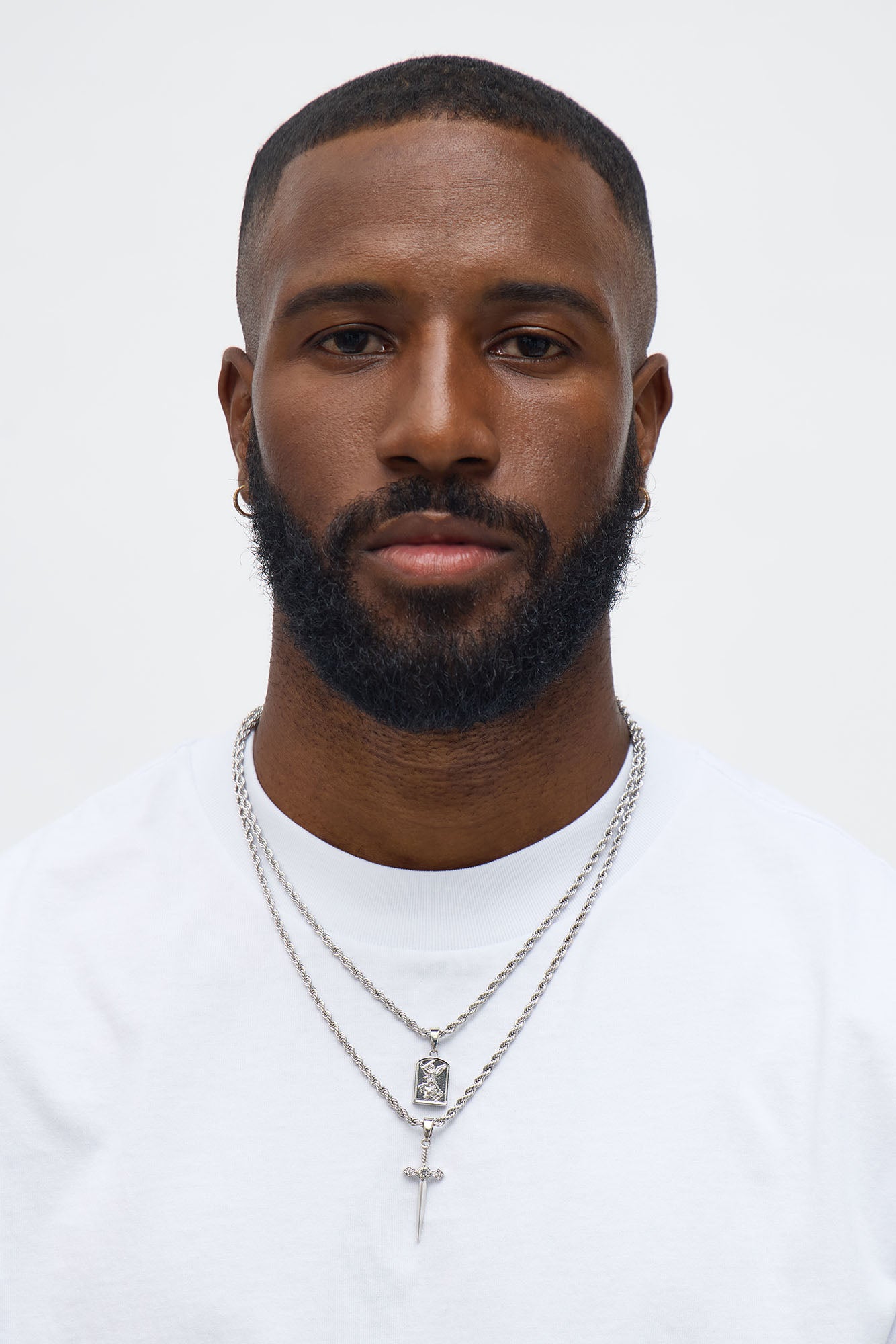 No Fear Pendant Necklace Set - Silver