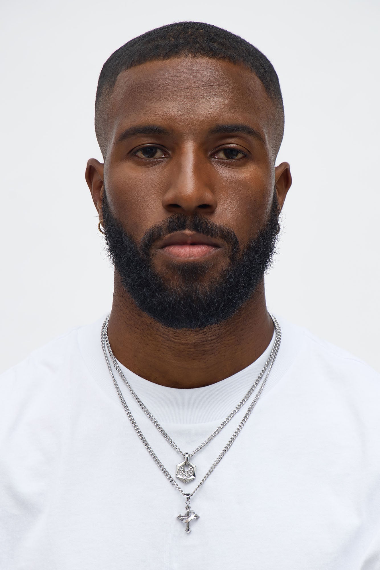 Cross Amulet Necklace Set - Silver