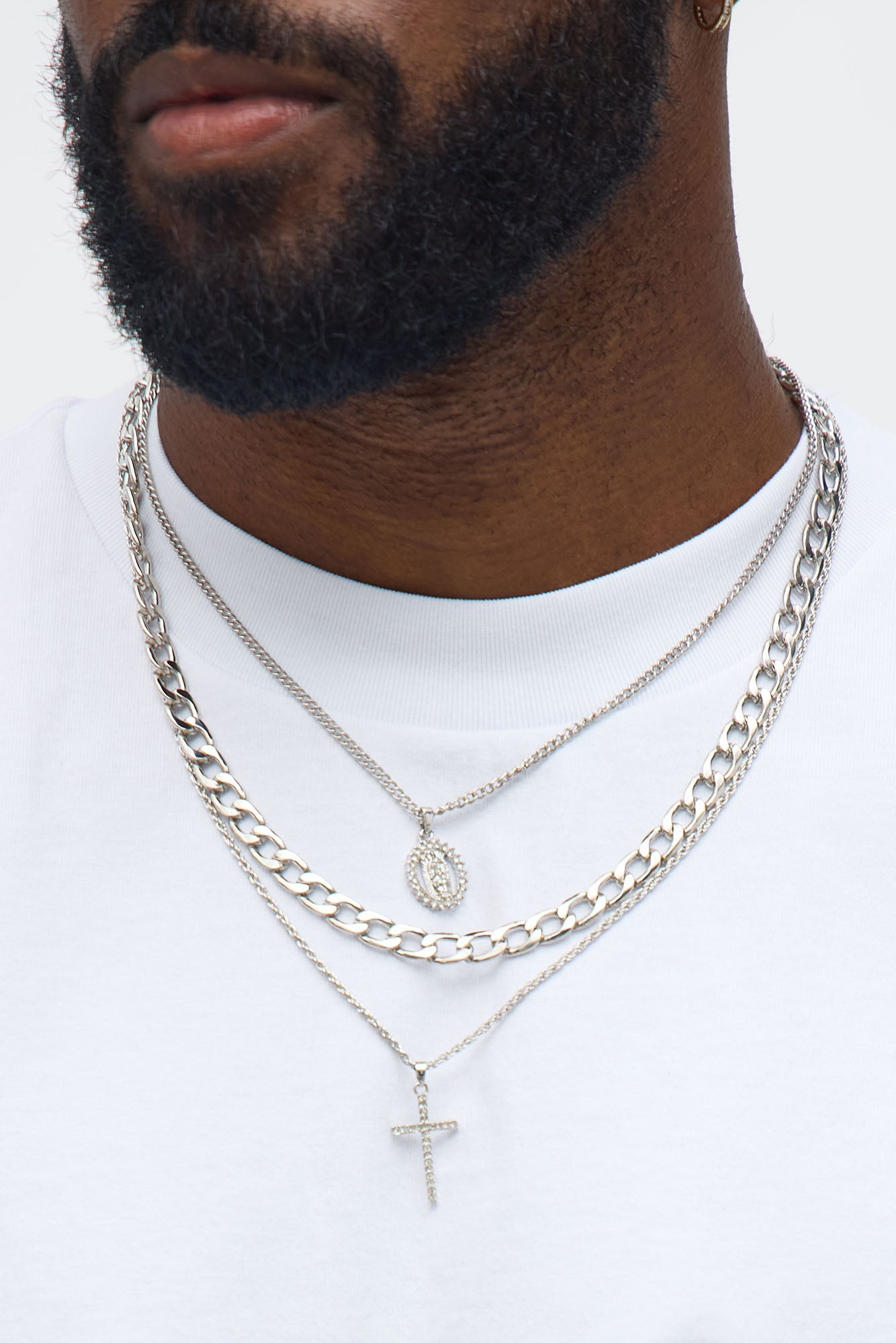 Challenger Pendant Necklace Set - Silver