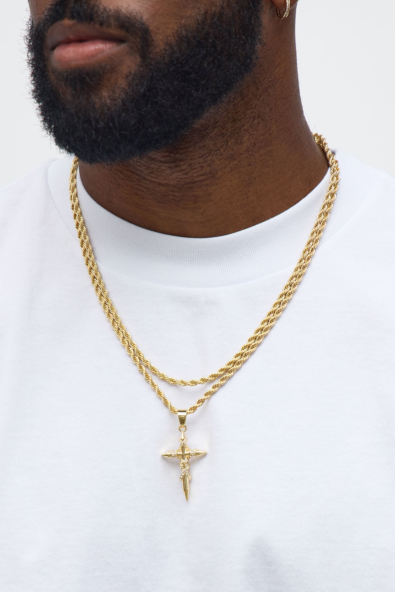 Divine Cross Necklace Set - Gold