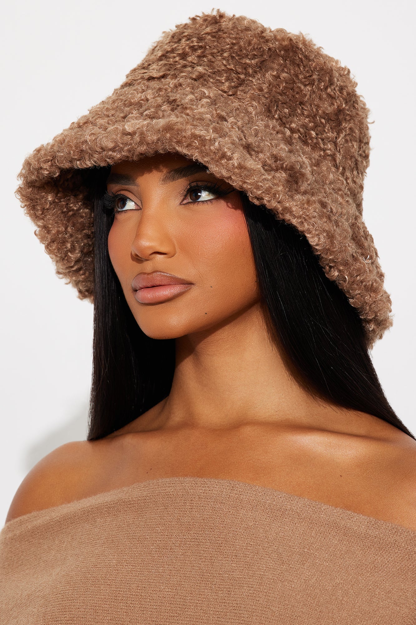 In My Feels Sherpa Bucket Hat - Brown