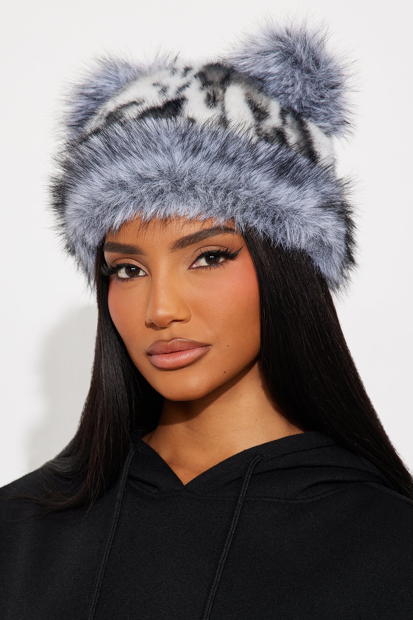 Not Always Purrfect Faux Fur Bucket Hat - Grey/combo