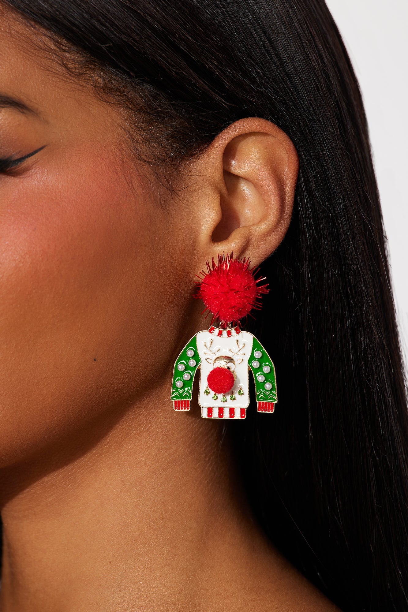 Ugly Christmas Sweater Drop Earrings - Green/combo