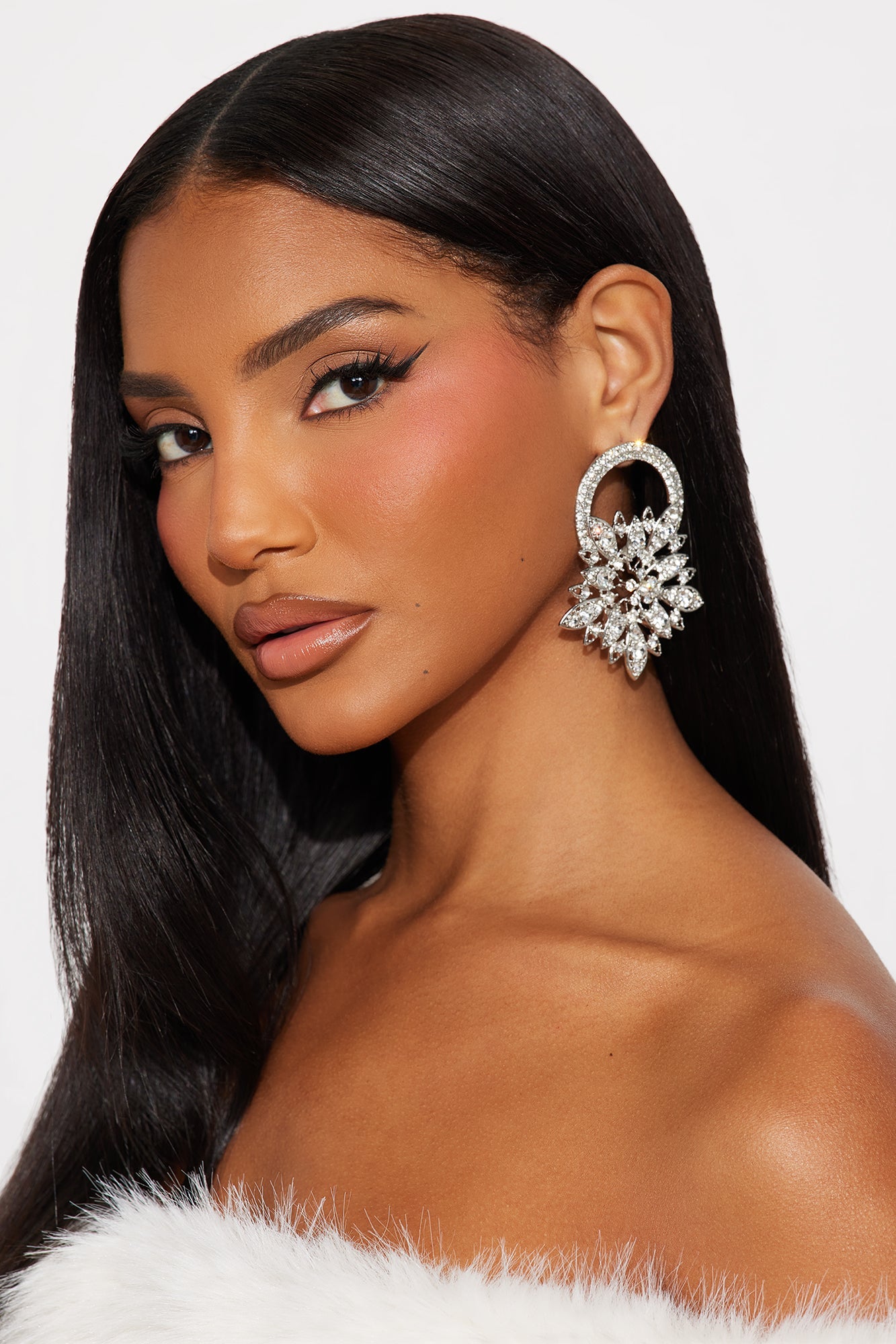 Dani Rhinestone Drop Earrings - Silver