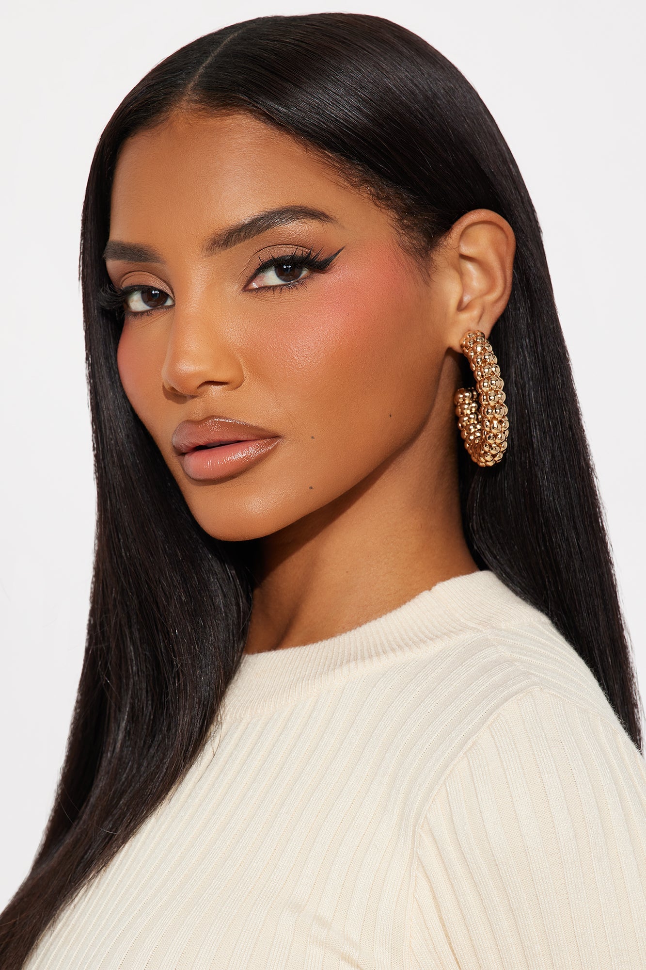 All I See Beaded Hoop Earrings - Gold