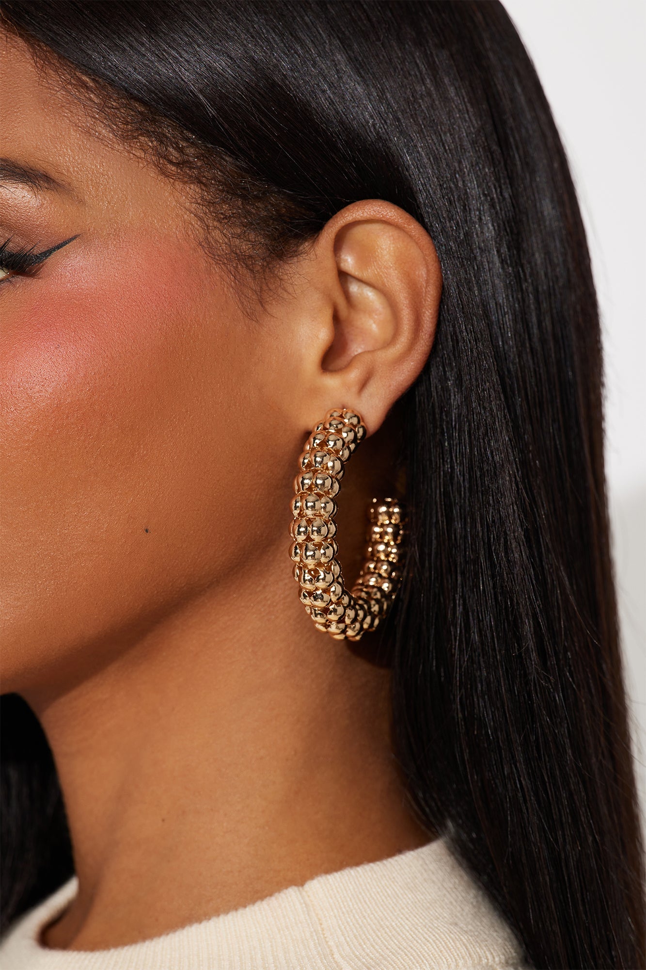 All I See Beaded Hoop Earrings - Gold
